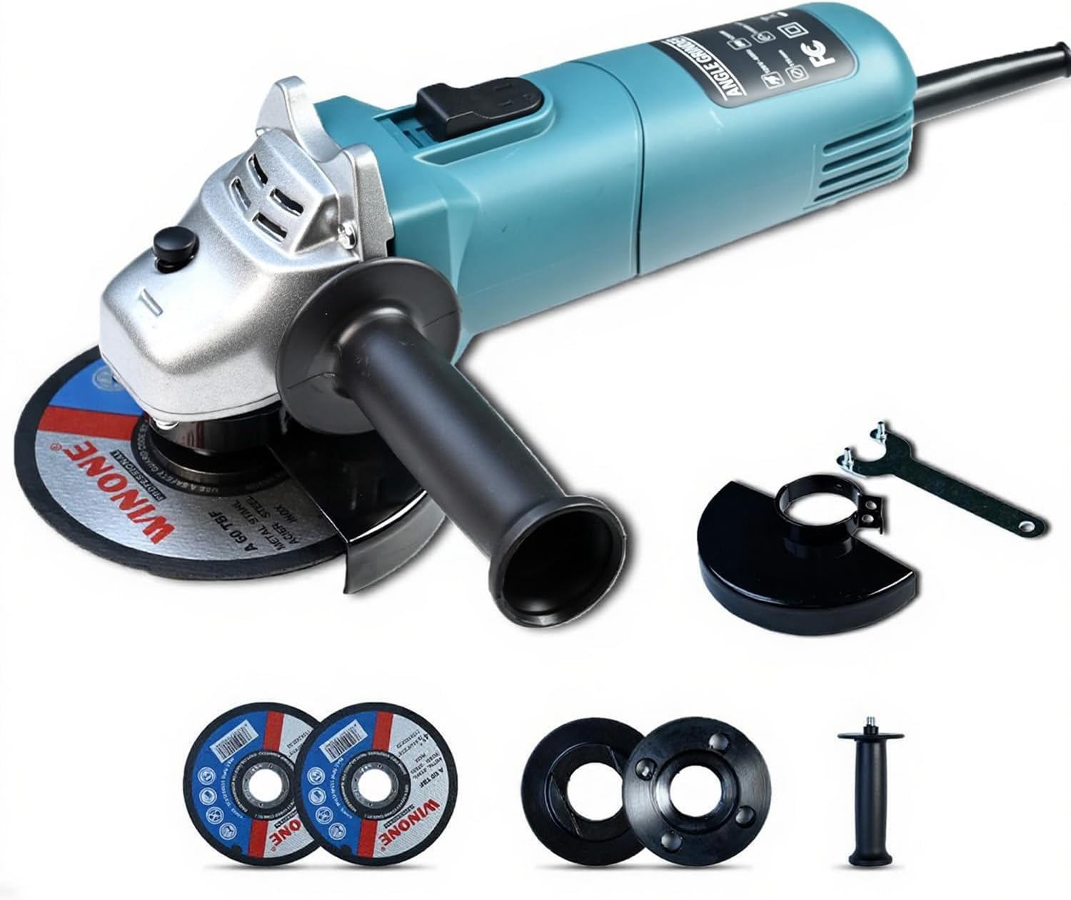 Power Angle Grinders, 7.5-Amp 4-1/2 inch Electric Grinder Power Tools, 1200W Power Electric Grinder Tools, Top Open/Off Button, Auxiliary Handle for Cutting, Grinding, Polishing and Rust Removal