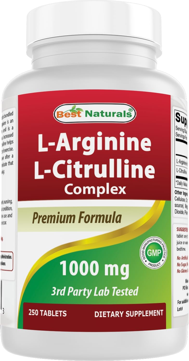 Best Naturals L-Arginine L-Citrulline Complex 1000 mg 250 Tablets (250 Count (Pack of 1))