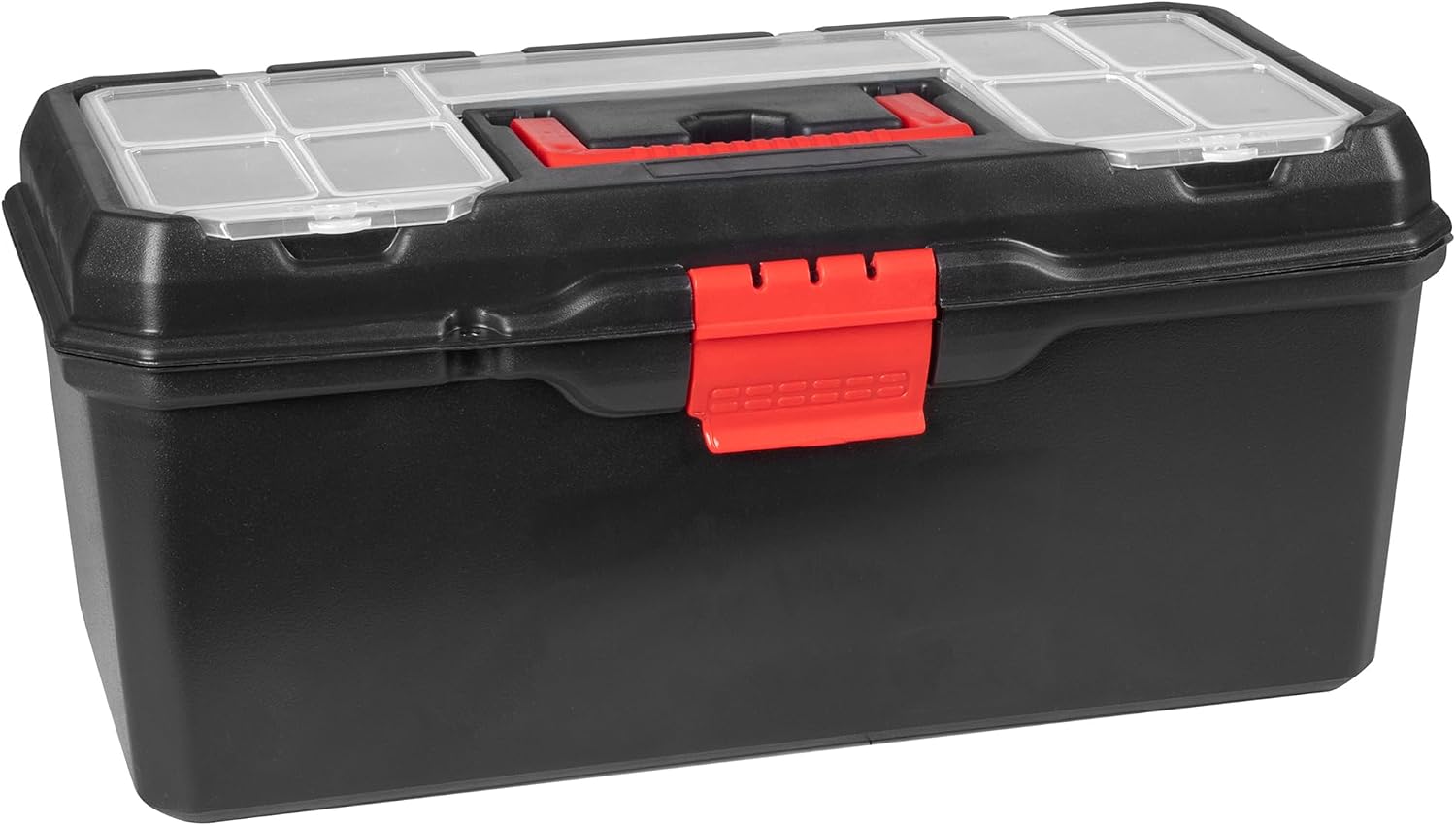 Hardys Heavy Duty Small Plastic Tool Box - Multiple Compartment Toolbox Organiser with Removable Tote Tray - Tool Chest Storage Box, 7 Compartment Box for Fixings, Hand Tools (16")