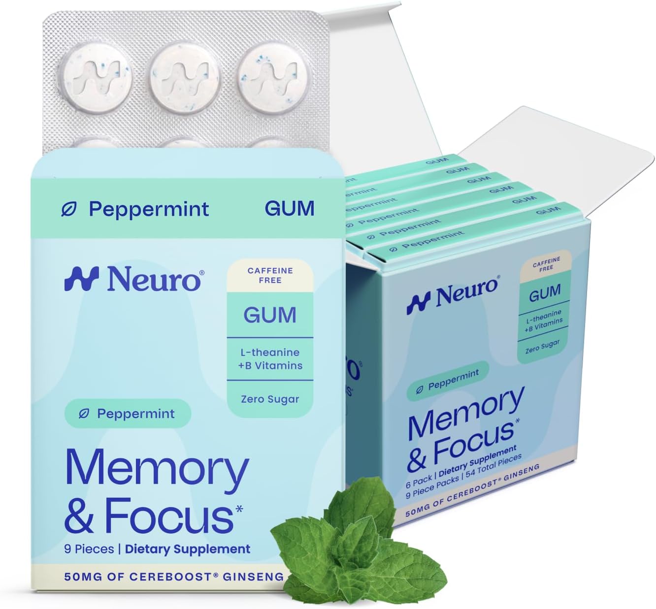 Neuro Memory & Focus Gum, Peppermint, 54 Count