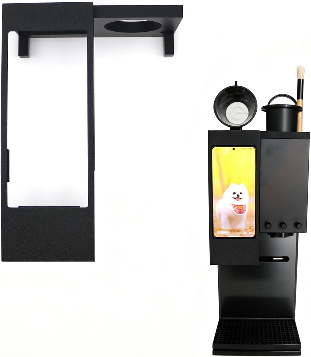 Plug-and-Play Cell Phone Mount For xBloom Studio Coffee Machine Cell Phone Storage Rack Repurposing an Old, Unused Cell Phone as an External Screen for your Coffee Maker (Black for iPhon 14)