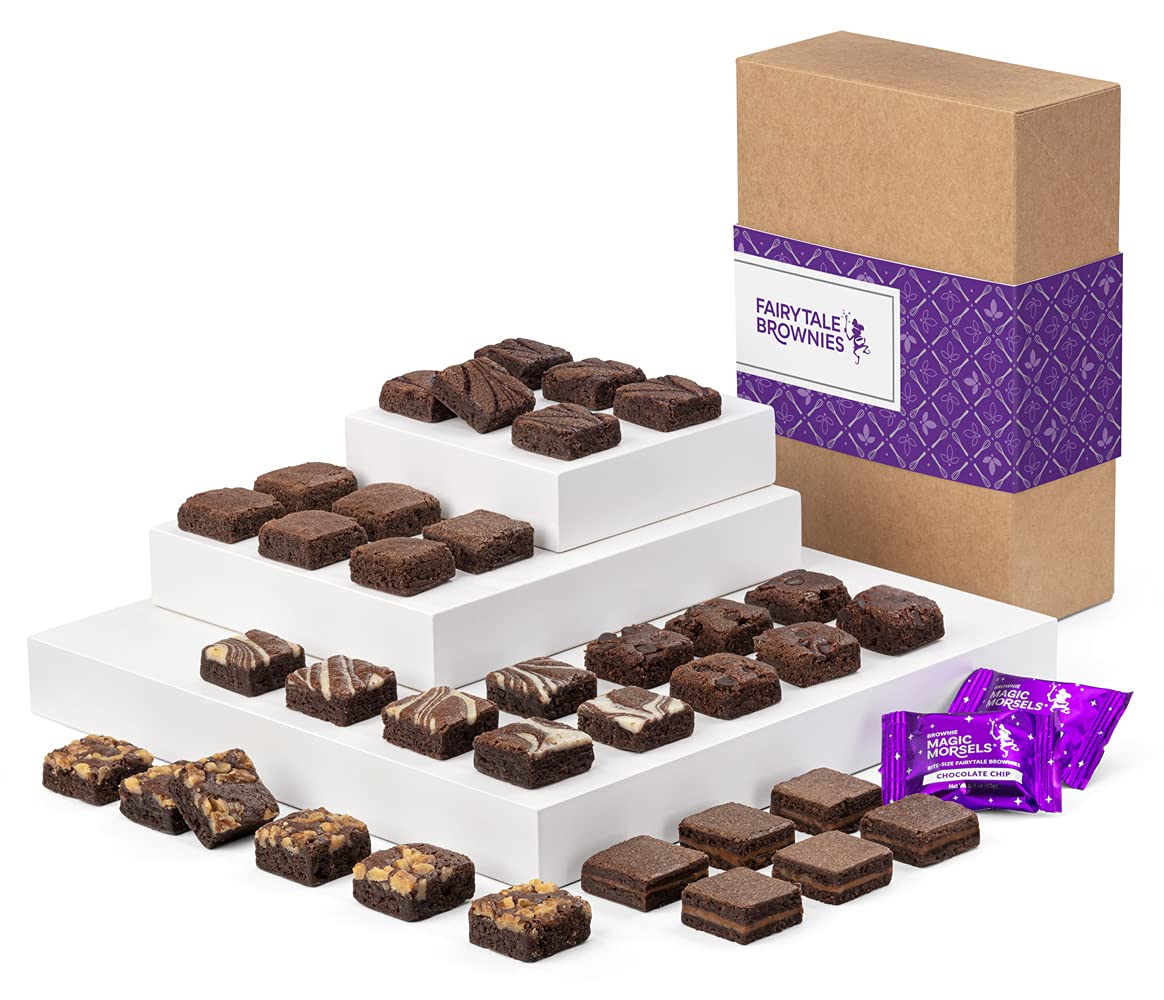 Fairytale Brownies Magic Morsel 36 Individually Wrapped Gourmet Chocolate Food Gift Basket - 1.5 Inch x 1.5 Inch Bite-Size Brownies - 36 Pieces - Item CF436