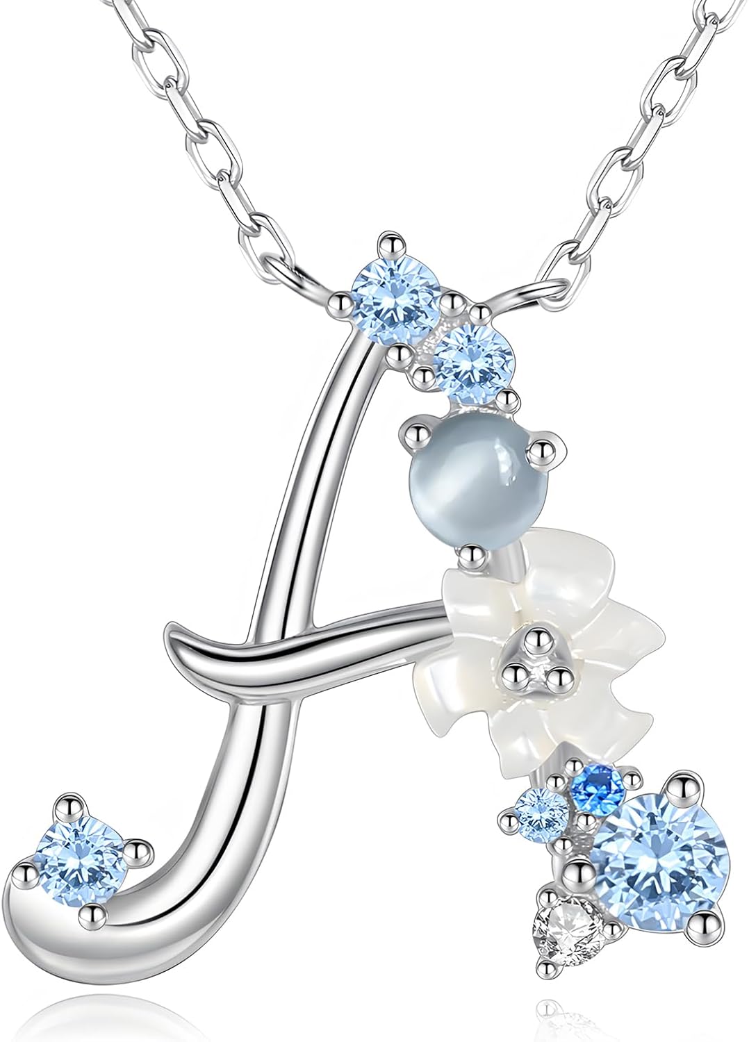 VIKI LYNN Initial Necklace 925 Sterling Silver Cubic Zirconia Letter Personalised Gifts for Girls