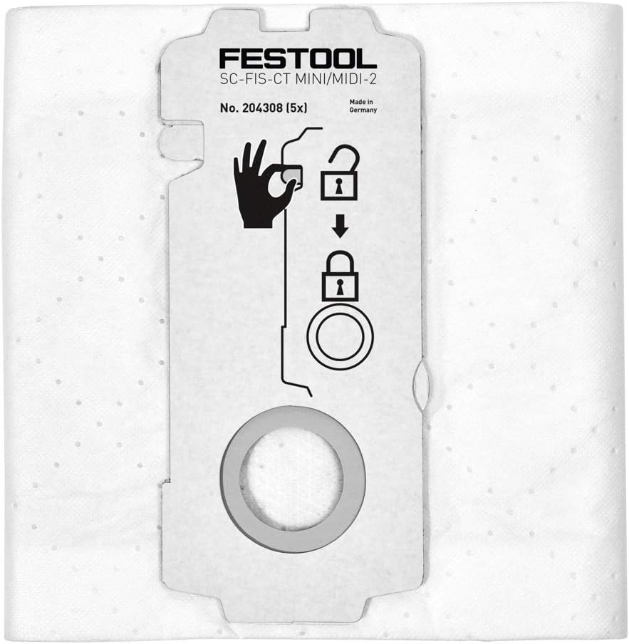 Festool SC-FIS-CT Mini/Midi Self Clean Dust Extractor Filter Bag Pack of 5