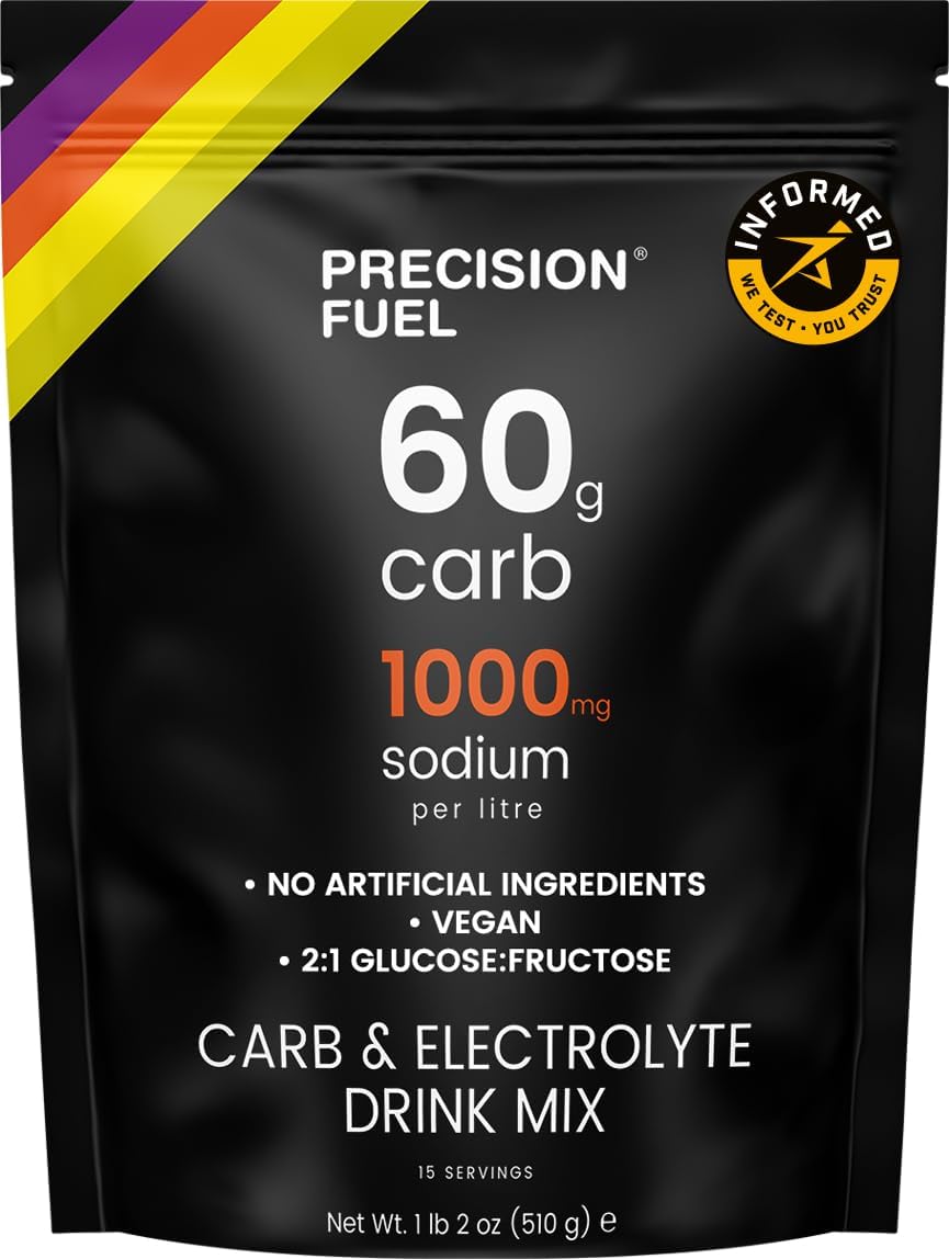 Precision Fuel PF 60 Carb & Electrolyte Drink Mix Powder for Hydration & Energy - Endurance Sports Nutrition, Vegan, Hypotonic - 60g Carb, 1000mg Sodium per Litre - Mild Citrus Flavor
