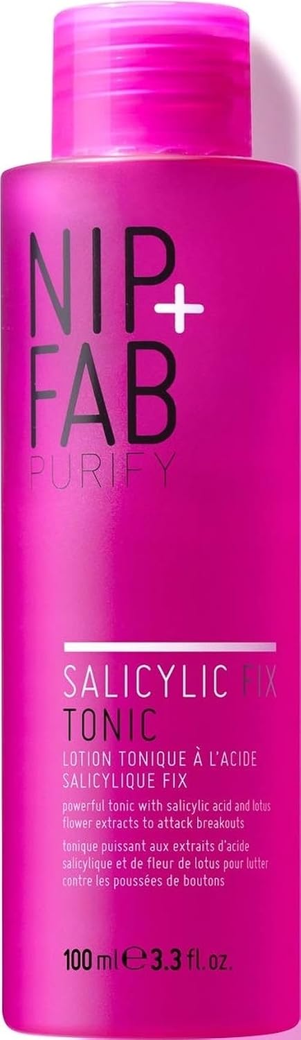 Nip + Fab Salicylic Acid Fix Tonic for Face with Witch Hazel, Lotus Flower Extract BHA Toner for Breakouts Minimize Pores Oil Control, 100ml