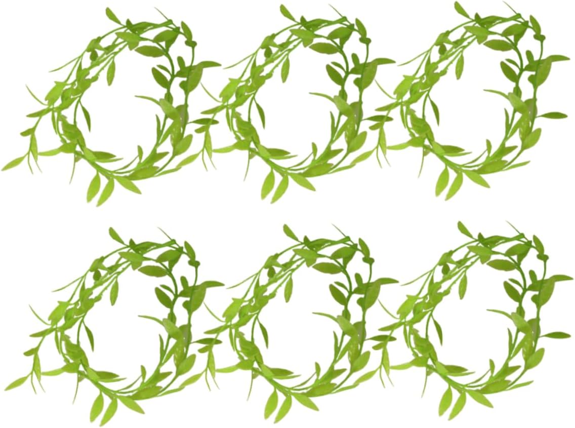 Hemobllo 6pcs Artificial Mini Leaf Garland for Dollhouse Garden Decoration Realistic Greenery Vines Faux Miniature Plants for Micro Landscape and Dollhouse Scene