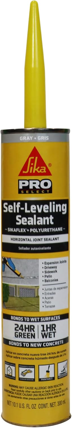 SIKA Sikaflex Self-Leveling Sealant, Gray Polyurethane, Fast Curing, for Concrete Expansion Joints, Waterproof, Paintable, Fills Cracks up to 1.5 in., 10.1 fl. oz Cartridge