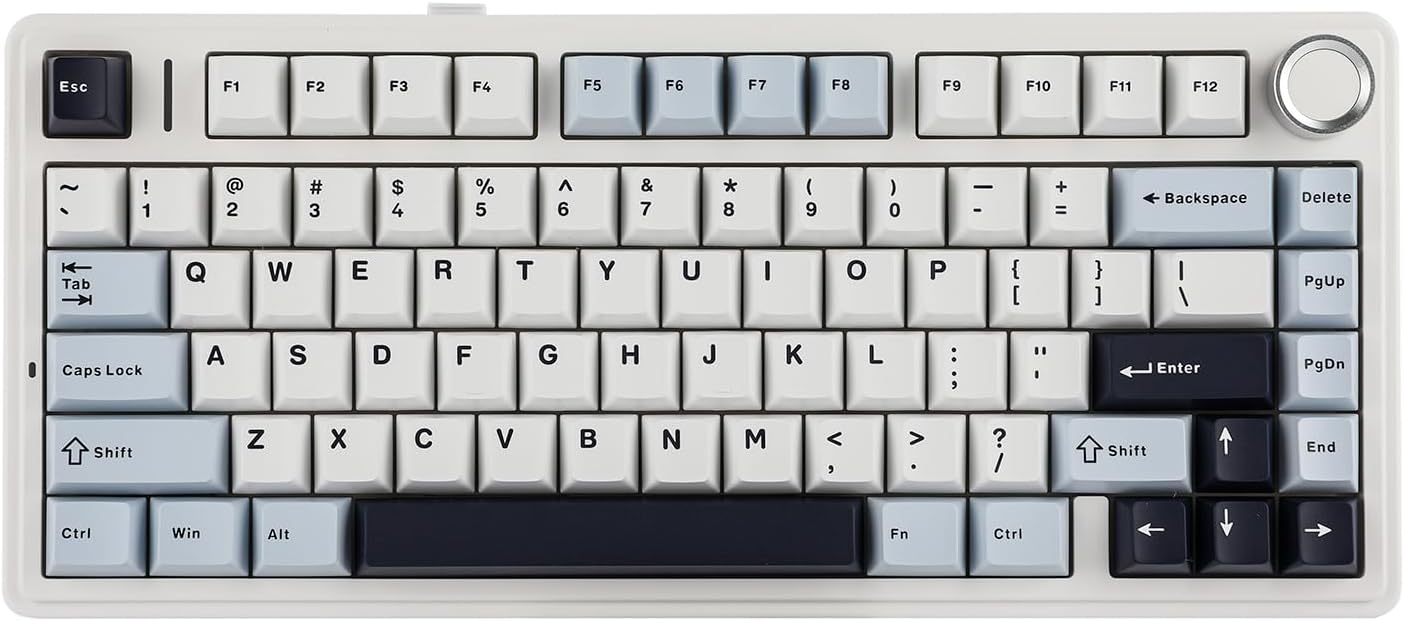 EPOMAKER AULA F75 Wireless Mechanical Gaming Keyboard, 75% Layout with Knob, Creamy Gasekt-Mount with Sound-Dampening, RGB, Hot-Swap, Bluetooth/2.4Ghz (Light Blue, Crescent Switch)