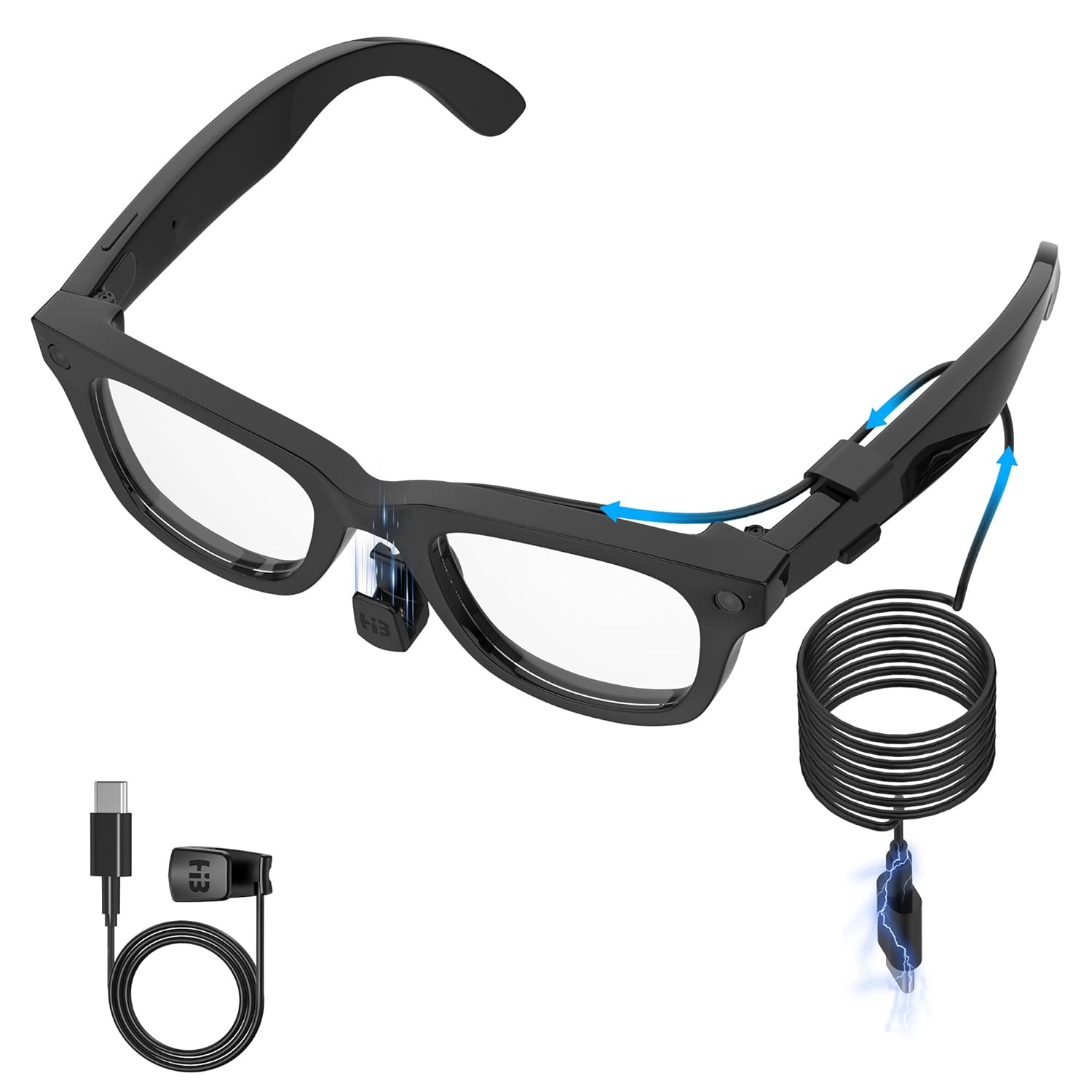Hibloks Charging Cable for Ray-Ban Meta Wayfarer/(RW4006&RW4008)/Oakley Meta HSTN Smart Glasses Accessories, 3.9ft Type-C Charging While Using, Portable for Travel/Phone/Laptop/Power Bank Charging
