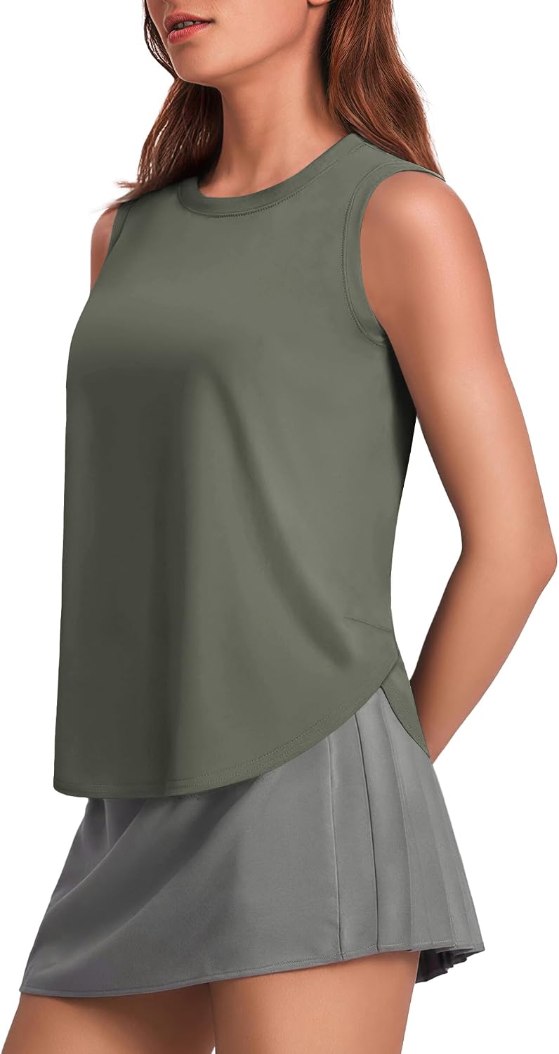 PINSPARK Workout Tank Tops Woman Ice Silk UPF 50+ Athletic Yoga Shirts