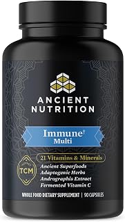 Ancient Nutrition Multivitamin for Immune Support, Immune, 21 Vitamins and Minerals with Vitamin D & C, Turmeric, Supports Immunity, Stress Relief and Heart Health, Keto Friendly, 90 Capsules