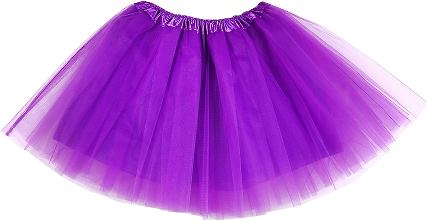 VilaGi Tulle Tutu Skirts for Women,Adult Tutu Skirt, Elastic 4 Layered Adult Tutu for Dance Ballet Skirts for Party Fancy Dress Outfit Costume for Women and Teens,Pink/Purple
