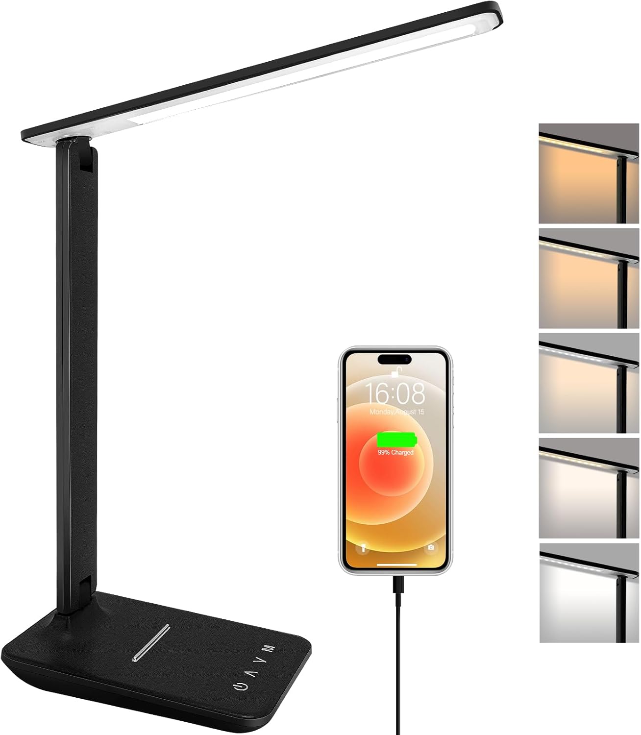 joyshie Desk Lamp Dimmable Led Table Lamp Reading Light with USB Charging Port, 5 Lighting Modes, Touch Control Desk Light, Foldable Nail Lamp for Studying Working Reading Office Bedside