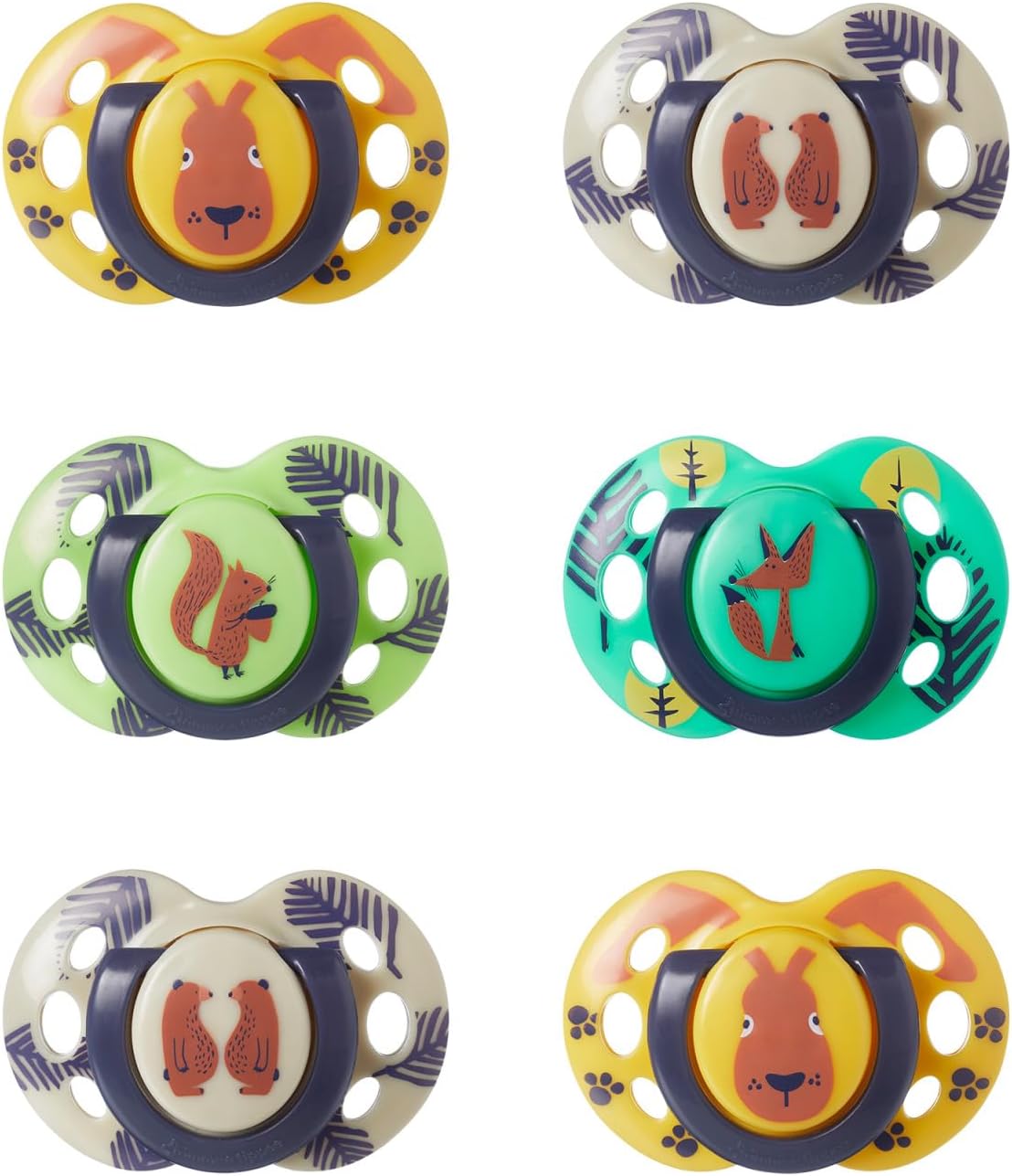 Tommee Tippee Fun Soothers, 18-36m, 6 Pack, Symmetrical Silicone Teat, Orthodontic Design, BPA-Free Dummy, Breathable Air Holes