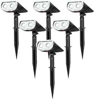 Linkind StarRayS Solar Spot Lights Outdoor, Solar Lights Outdoor Waterproof for Halloween Decorations, 350LM Cool White Solar Halloween Lights for Garden Yard Landscape Walkway, 6 Pack