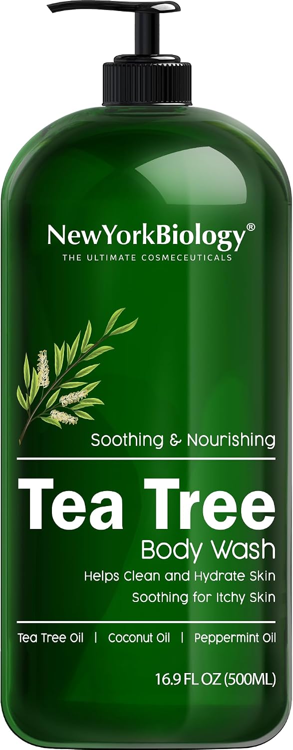 New York Biology Tea Tree Body Wash - Helps Nail Fungus, Athletes Foot, Ringworms, Jock Itch, Acne, Eczema & Body Odor, Soothes Itching & Promotes Healthy Skin and Feet - 500 ml
