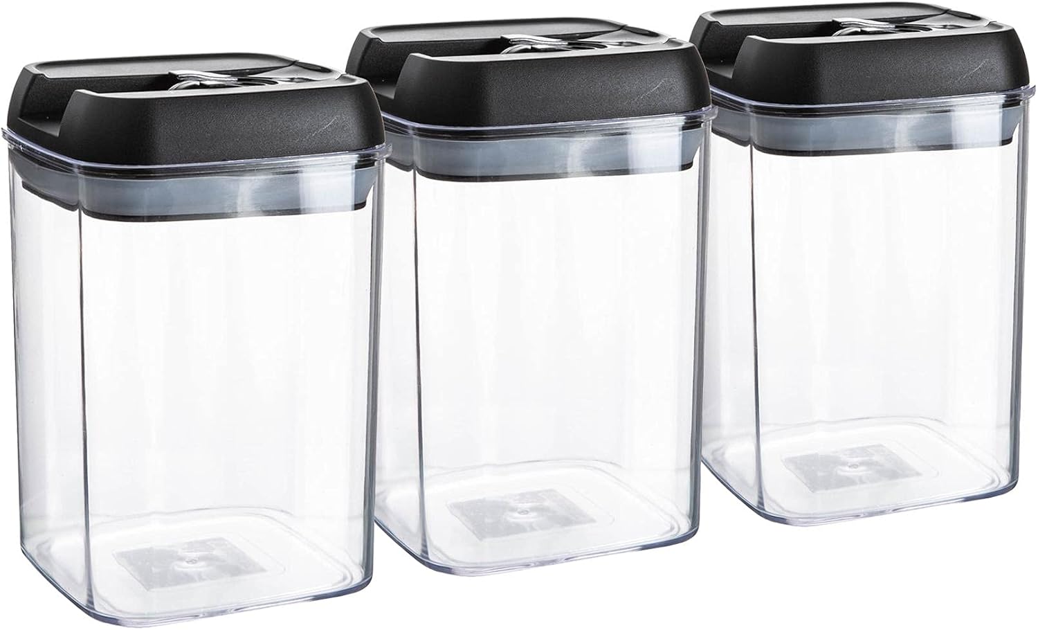 Argon Table Food Storage Containers with Airtight Flip Lock Lids - 800ml - Black - 3 Pack - Plastic Kitchen Storage Tupperware Pantry Food Organiser for Cereal, Oats, Sugar, Coffee, Biscuits, Tea