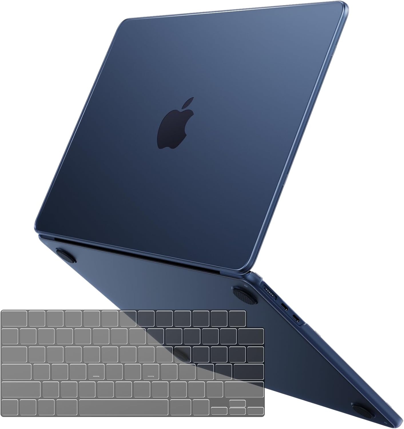 for MacBook Air 13.6 inch Case M4 M3 M2 2025 2024-2022 Model A3240 A3113 A2681, Sturdy Protective Hard Shell Case + Translucent Keyboard Cover for MacBook Air 13 inch - Midnight Clear