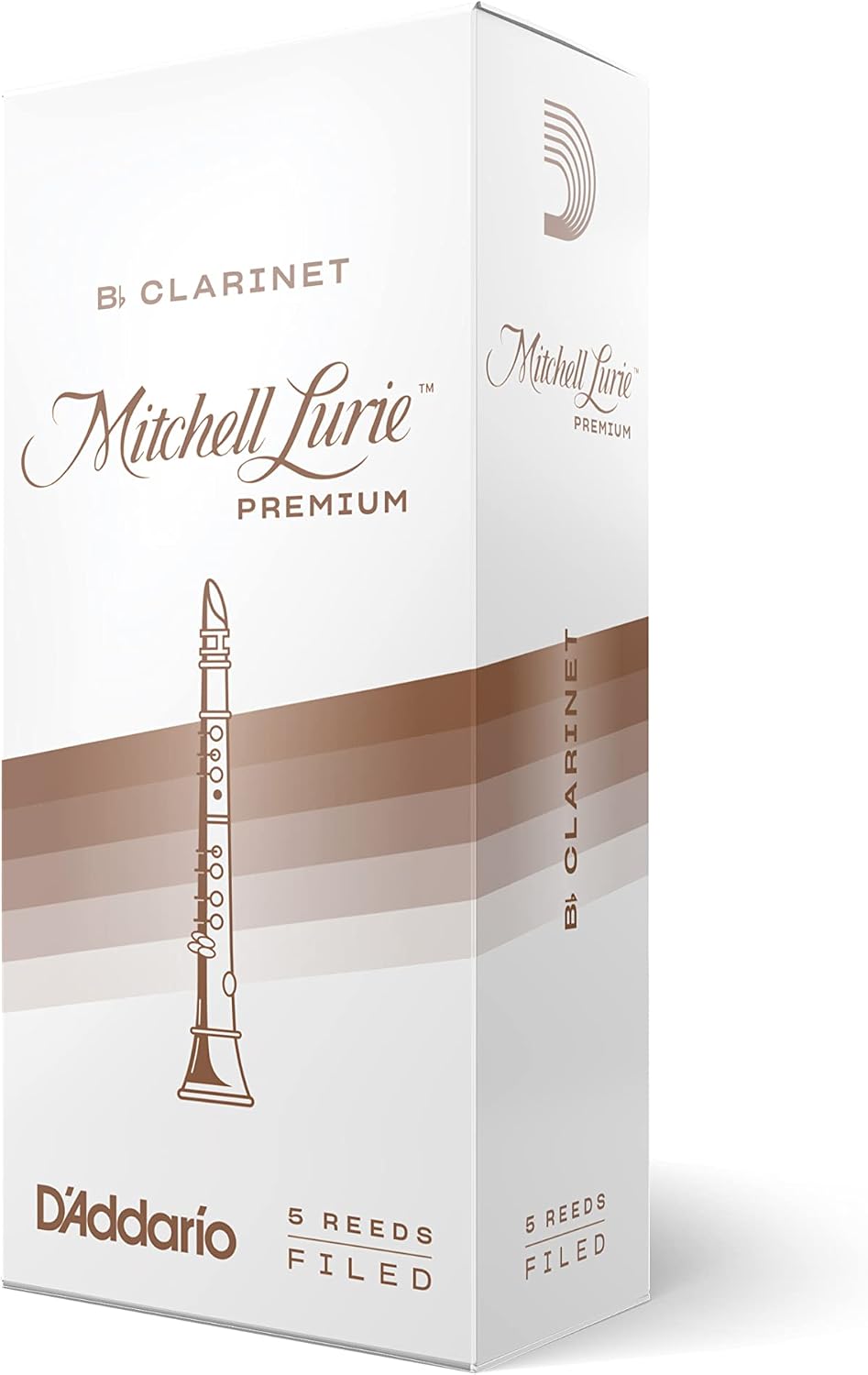 D'Addario Woodwinds Mitchell Lurie Premium Bb Clarinet Reeds - Filed, Featuring Thinner Tip, Thicker Spine - Strength 2.0, 5-Pack