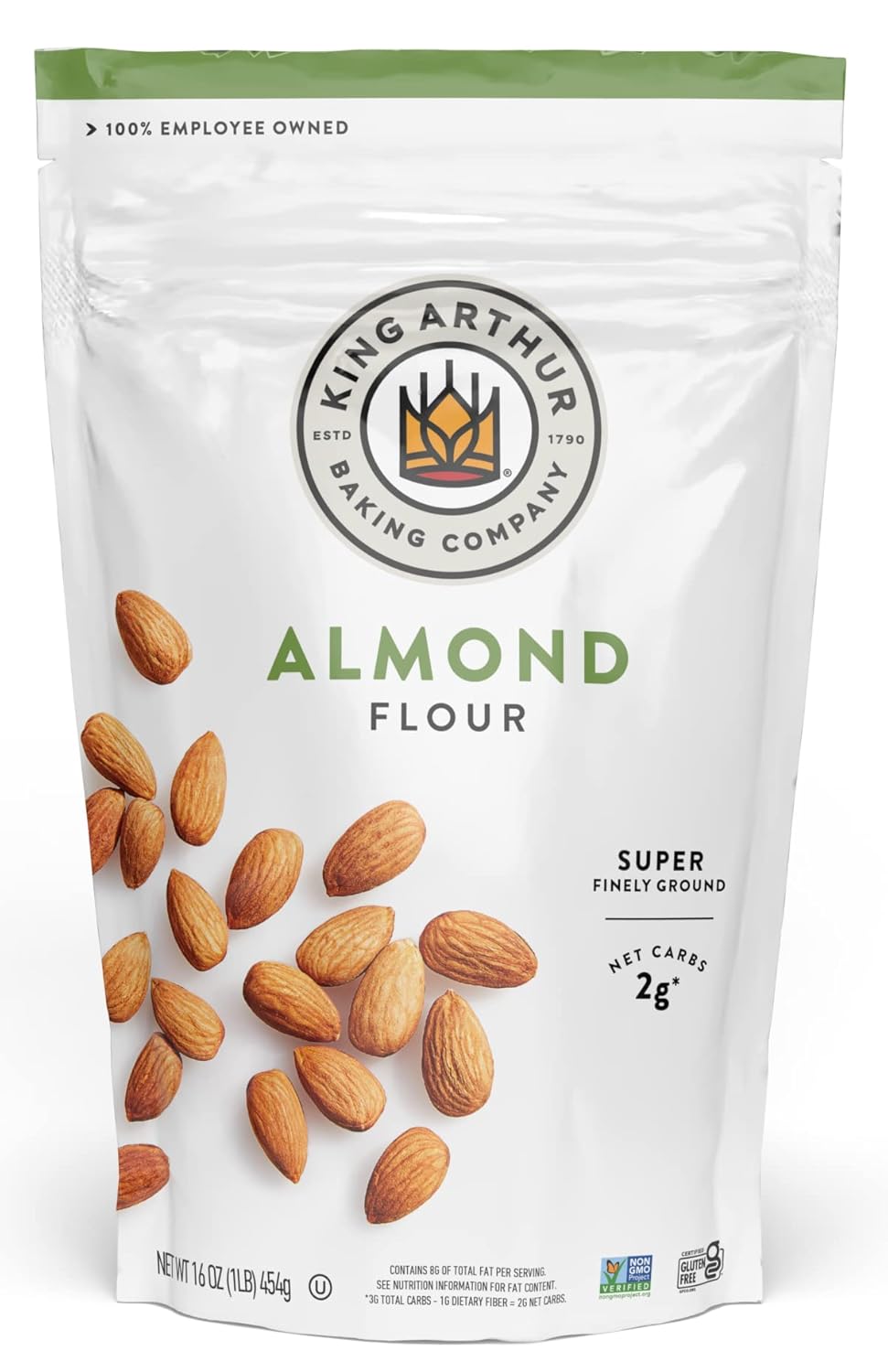 King Arthur, Almond Flour, Certified Gluten-Free, Non-GMO Project Verified, Certified Kosher, Finely Ground, 16 Ounces (Pack of 4)