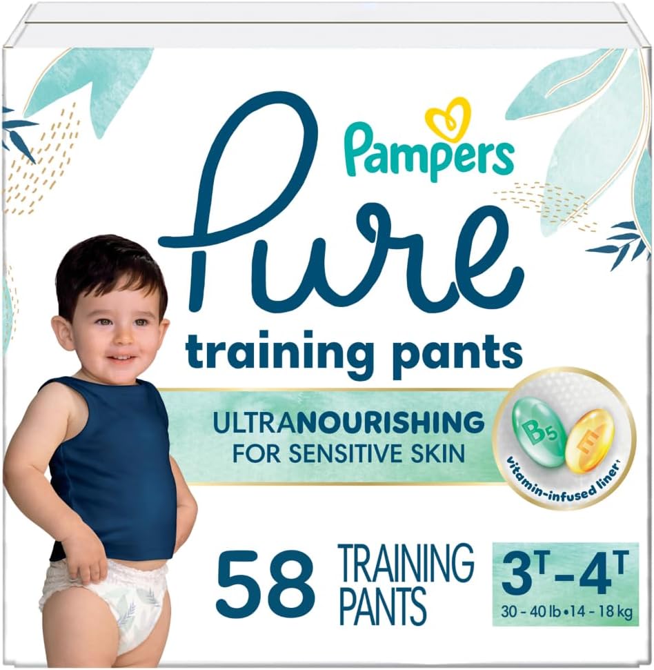 Pampers Pure Protection Training Underwear, Unisex, Size 3T4T, 58 Count, Premium, Hypoallergenic, Soft, Absorbent