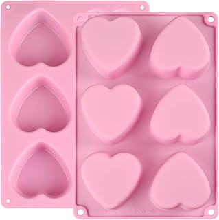 Actvty Heart Silicone Mold, 2 Packs Heart Shaped Molds for Making Handmade Soap, Bath Bombs, Candles, Cake, Chocolate Bomb and Jelly