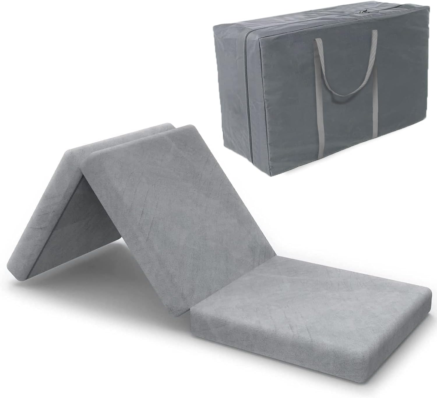 SINWEEK Tri-Folding Mattress Foam Topper 38 x 75 x 4 Inch Folding Pad with Removable Cover