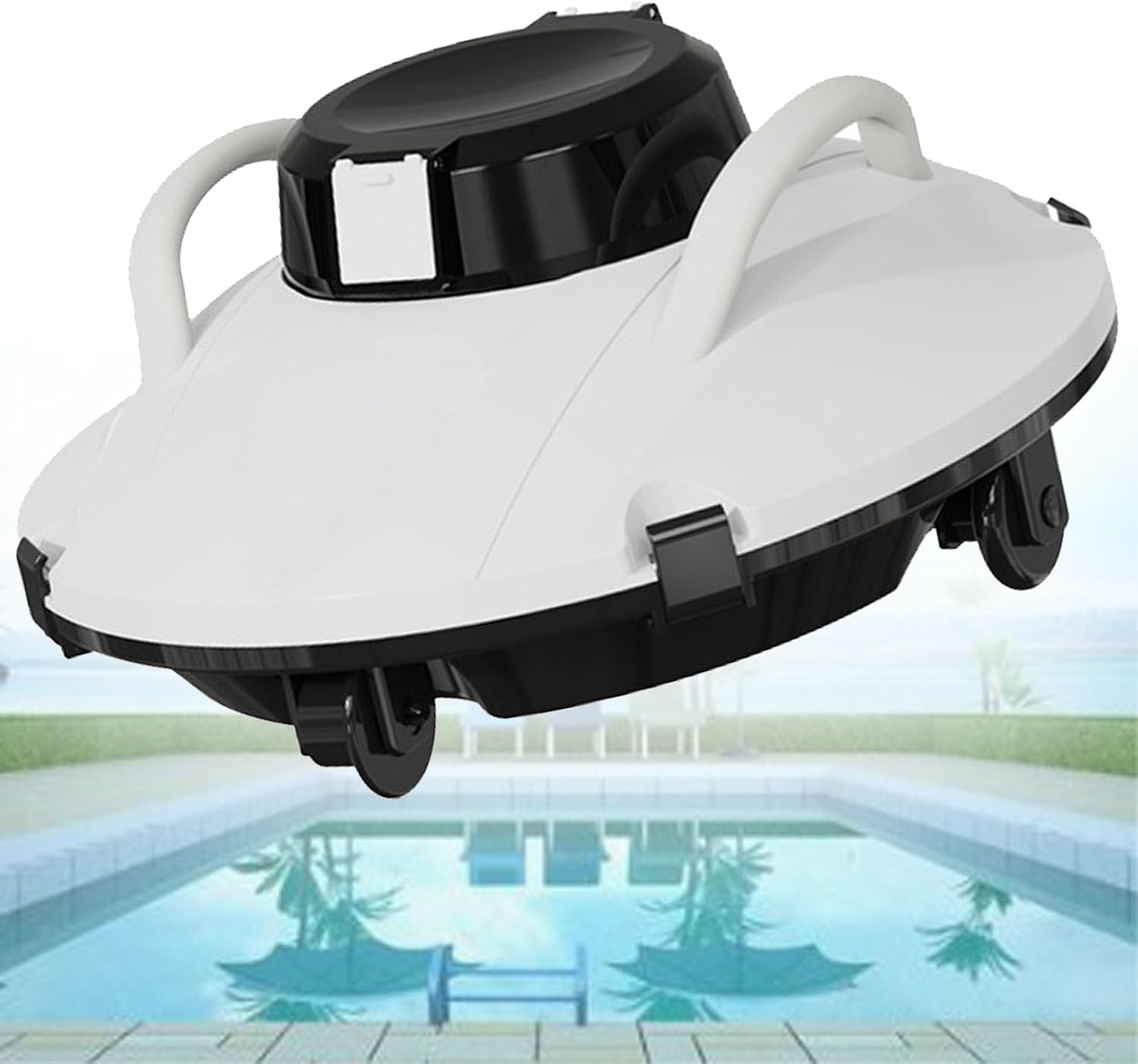 SACLMD Cordless pool hoover, robotic pool cleaner with dual motors for strong suction, portable pool cleaning robot for above/below ground flat bottom pools