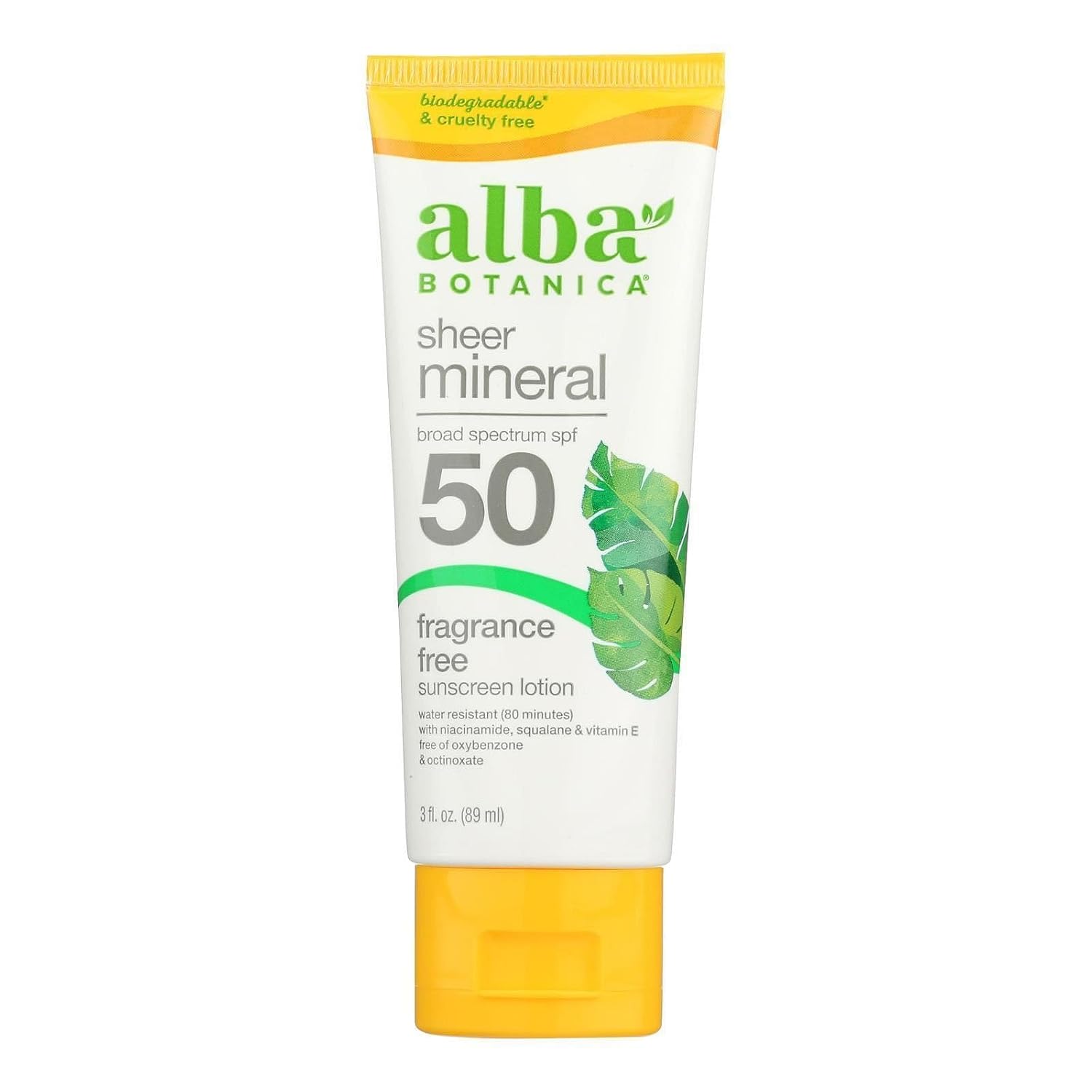 Alba Botanica Fragrance Free Sport SPF 45 Mineral Sunscreen, 4 oz.