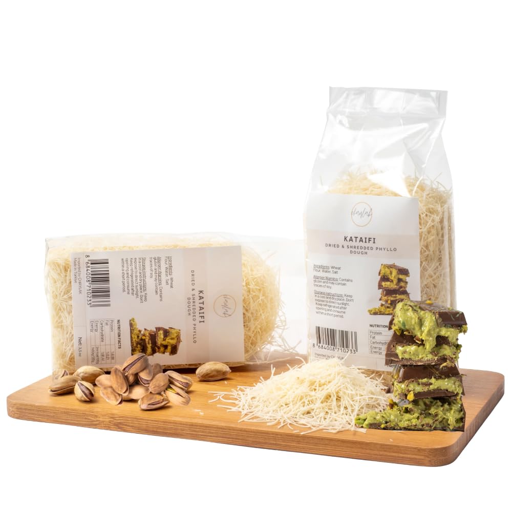 CHAYLAK Kataifi Shredded Fillo Dough, Dried & Shredded Phyllo Dough for Dubai Chocolate Bar Pistachio, Kadayif, Kataifi, Knafeh (3.5 oz)
