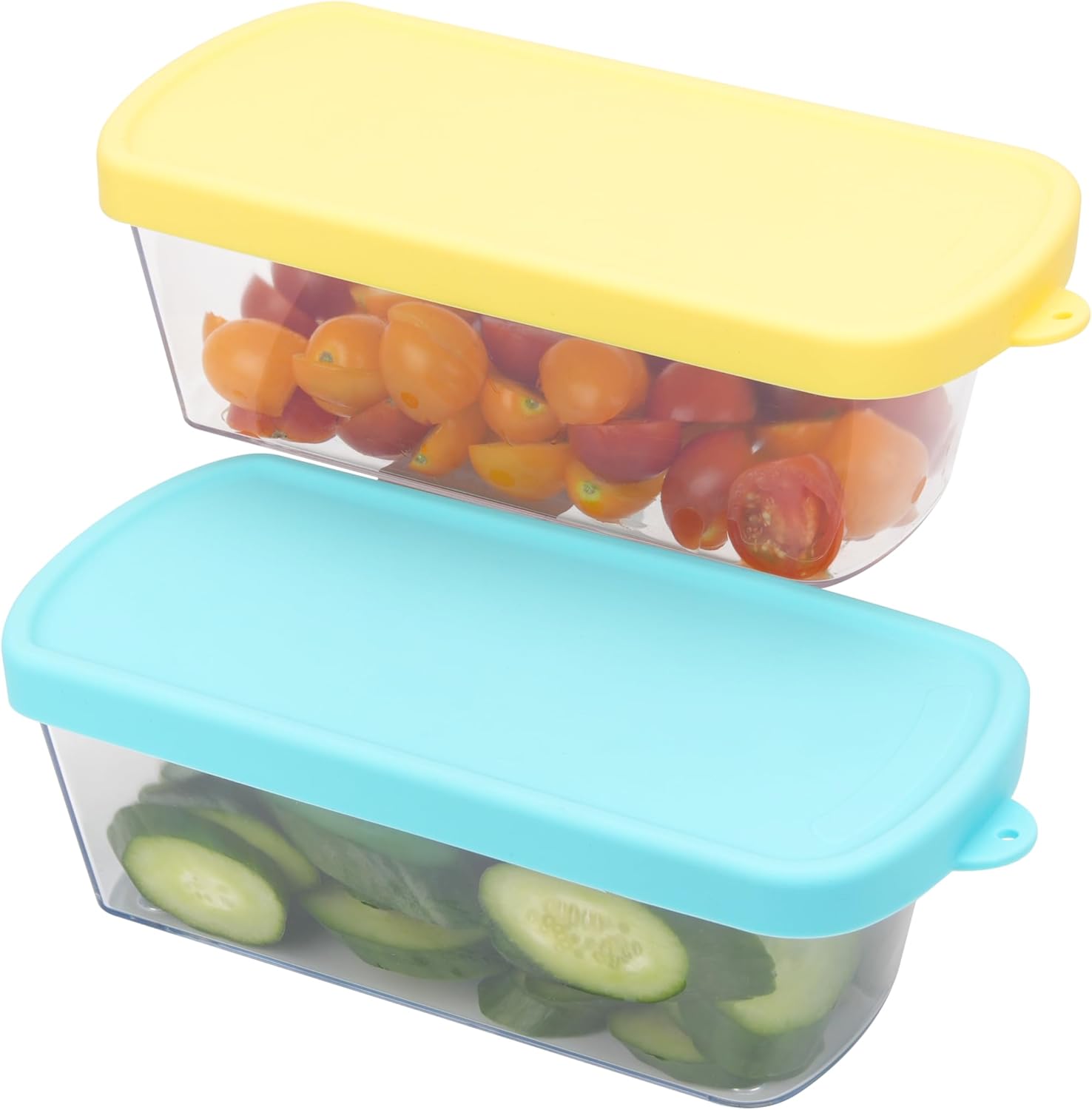 2 Packs Fridge Organizer Food Storage Containers Bins Compatible with Fullstar Chopper, Veggie Container, BPA-Free Food-grade, Clear Veggie Prep Containers, Airtight Food Containers for Chopped Veggie