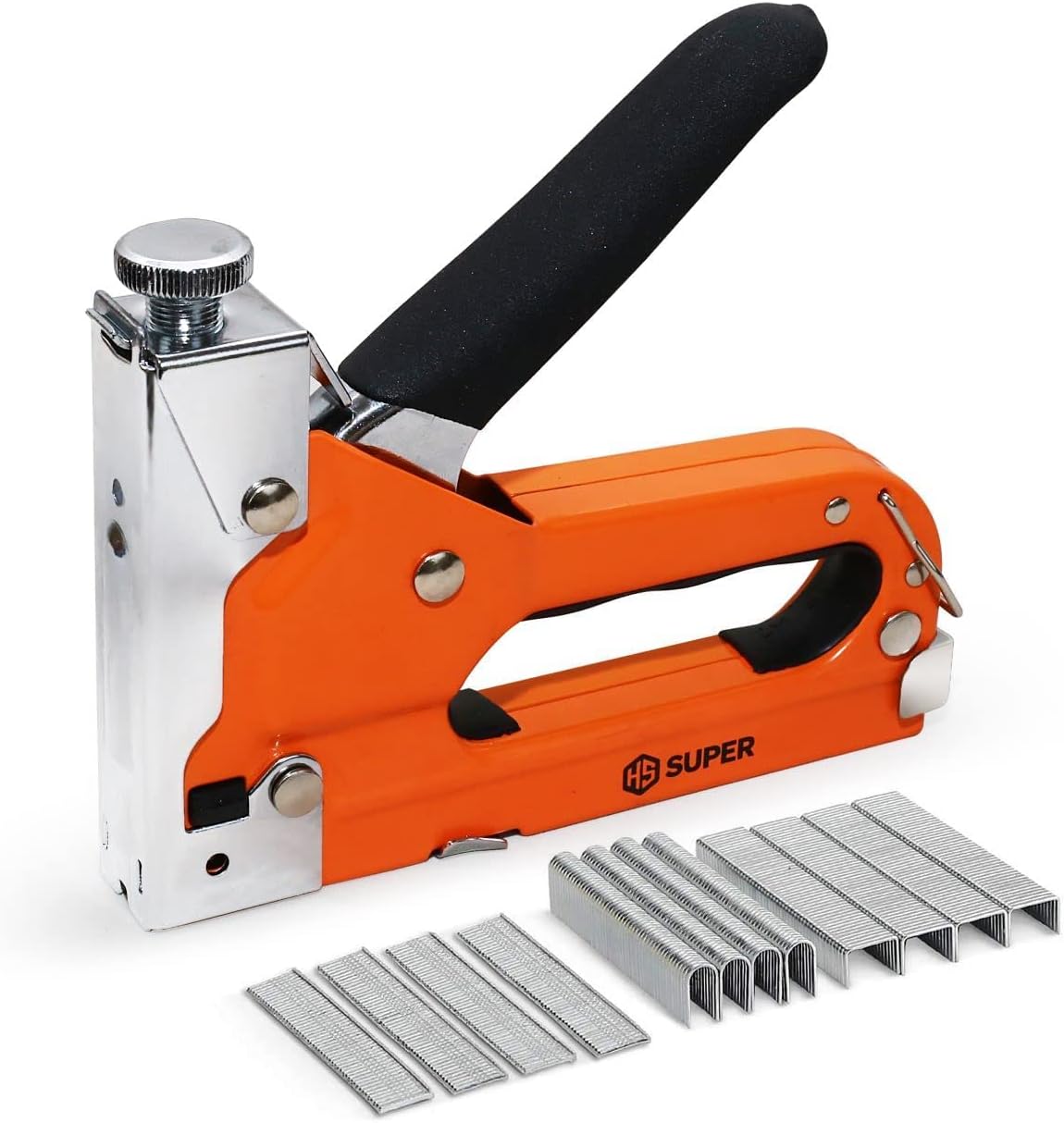 HS Super 3-in-1 Heavy Duty Staple Gun, 3000 Staples, Upholstery Staple Gun Heavy Duty for Wood, Quick-Jam Release Wall Stapler, Carpet Staple Gun, Fabric Stapler, Cable Staples Gun, Staplers & Tackers
