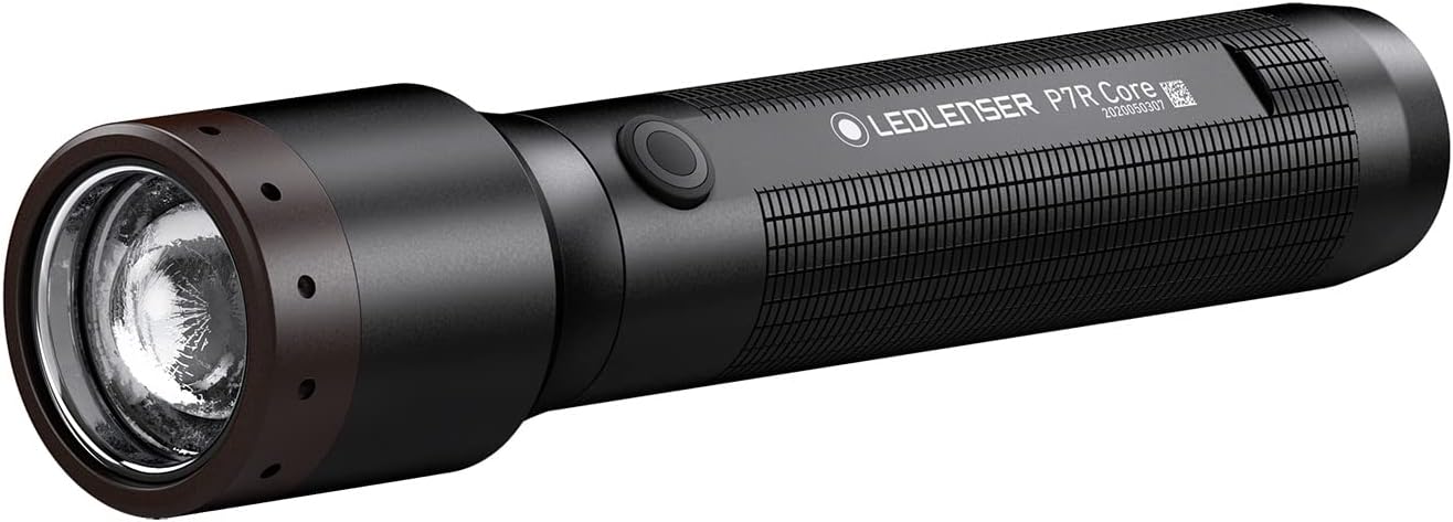 Ledlenser P7R Core Rechargeable LED Torch, Super Bright 1400 Lumens, IP68 Waterproof Flashlight, Up to 90 Hours Run Time, 300m Powerful Searchlight Torch, Dog Walking, Hiking & Camping Equipment
