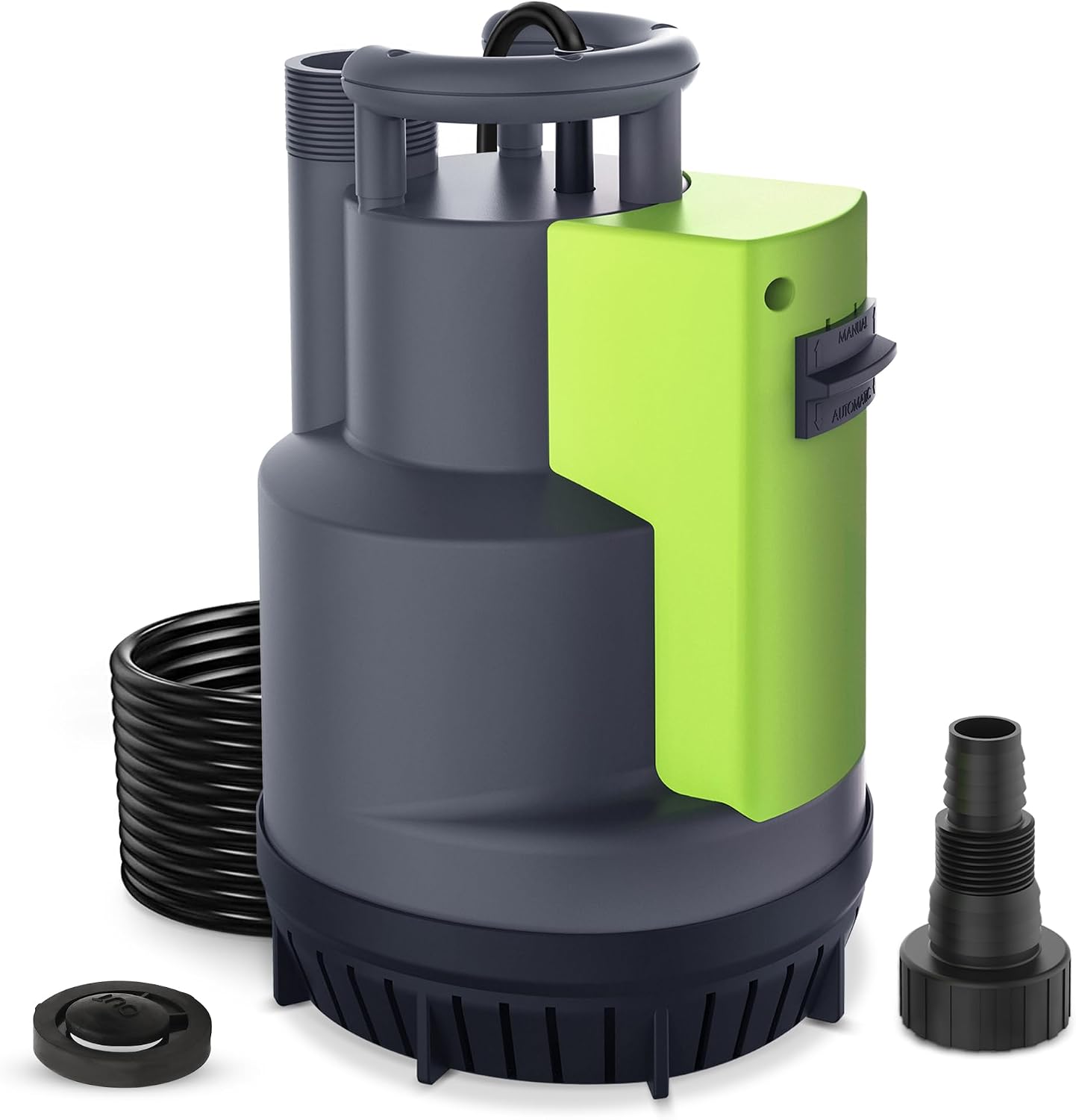 VEATON 550W Submersible Water Pump, 11500L/H Automatic/Mode Control with Integrated Float Switch, Drain Transfer Water from Pond Hot Tub Swimming Pool Rain Barrel Basement, Adapter with Check Valve
