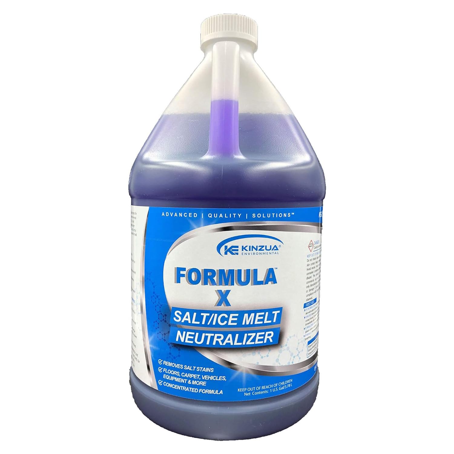 KINZUA ENVIRONMENTAL Formula-X Concentrated Salt Stain Remover & Surface Protector, Professional Salt Remover for Floors, Boats, Carpets, Salt Neutralizer for Vehicles Prevents Corrosion, 1 Gallon