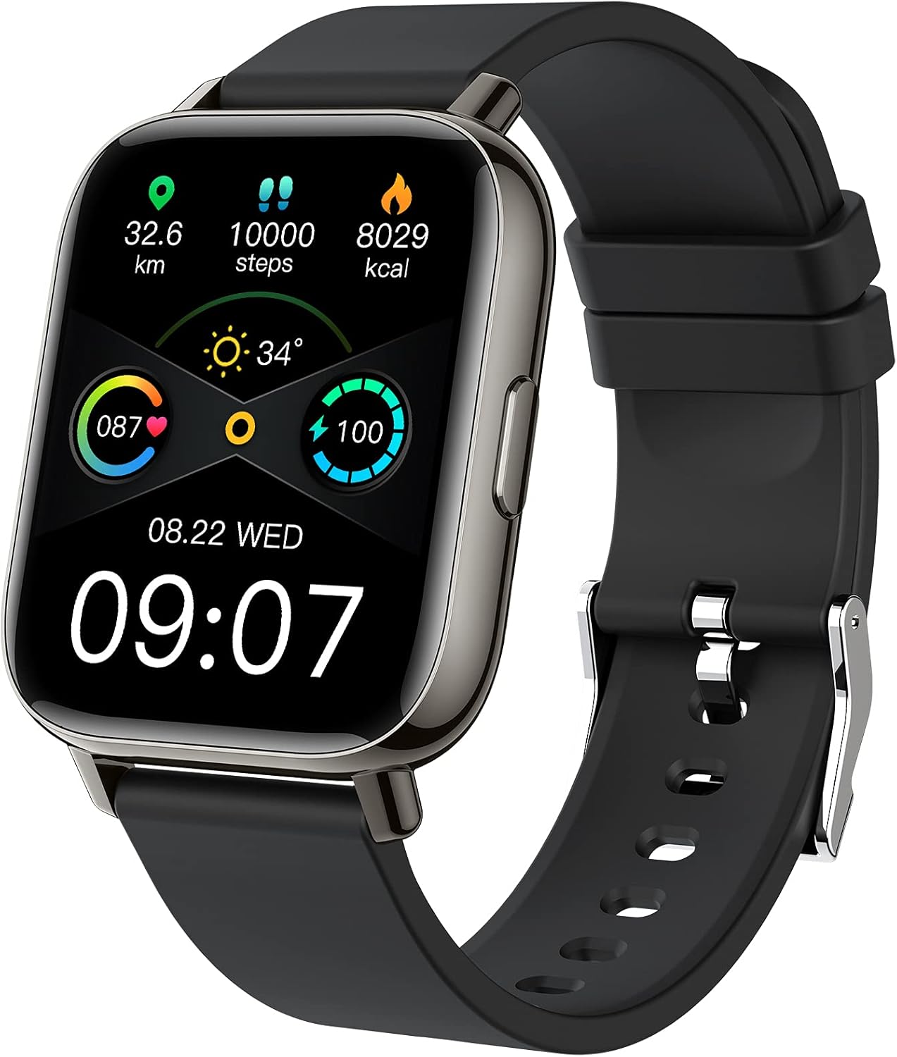 Ordtop Smart Watch, Fitness Tracker 1.69" Touch Screen Men's Women's Smartwatch Sports Watch Pedometer Heart Rate Monitor Waterproof IP68 Smart Watch 24 Modes Smart Bracelet Stopwatch for Android iOS