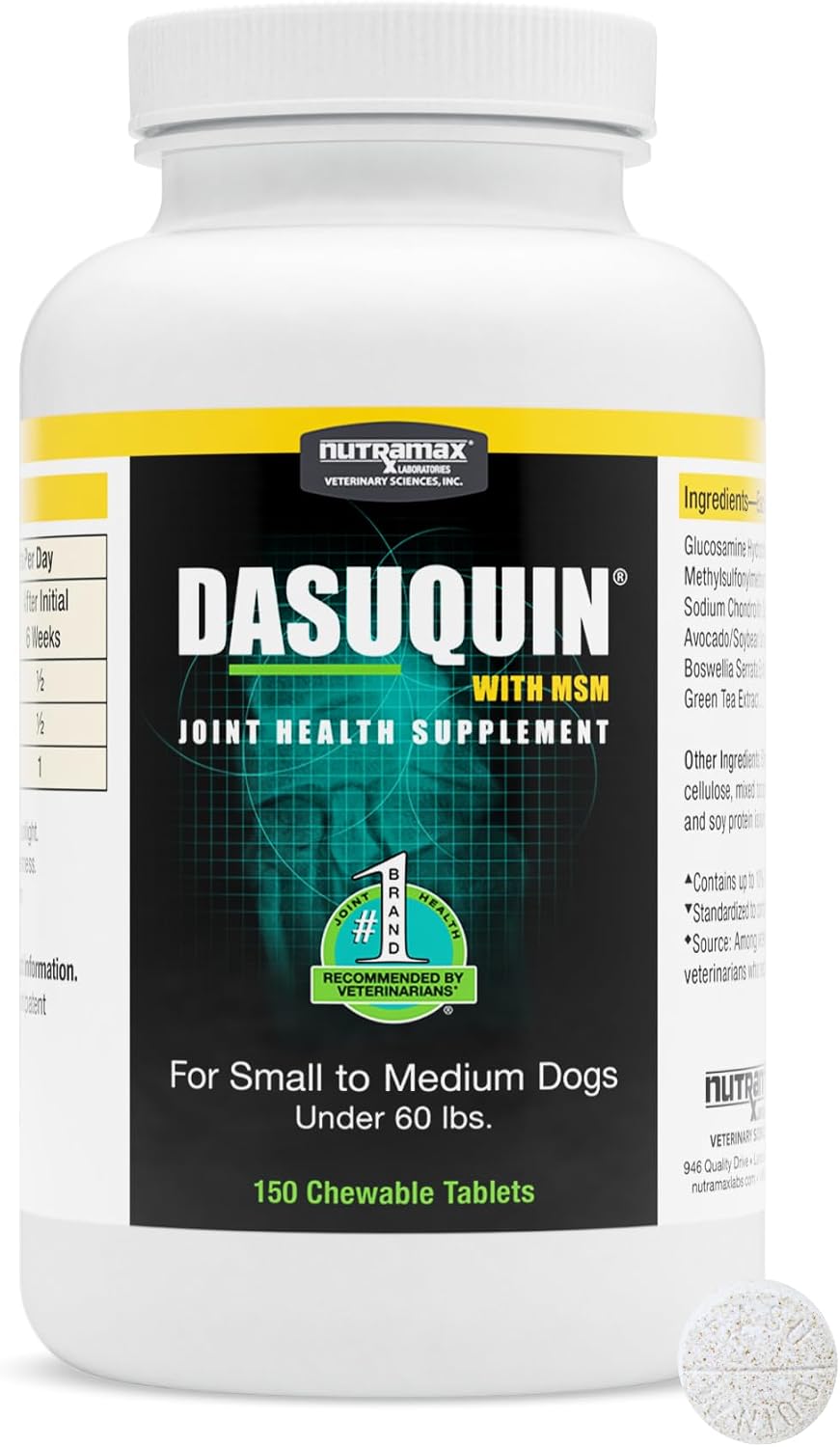 Nutramax Dasuquin MSM Joint Supplement, Small/Med Dogs, Chew Tablets150ct