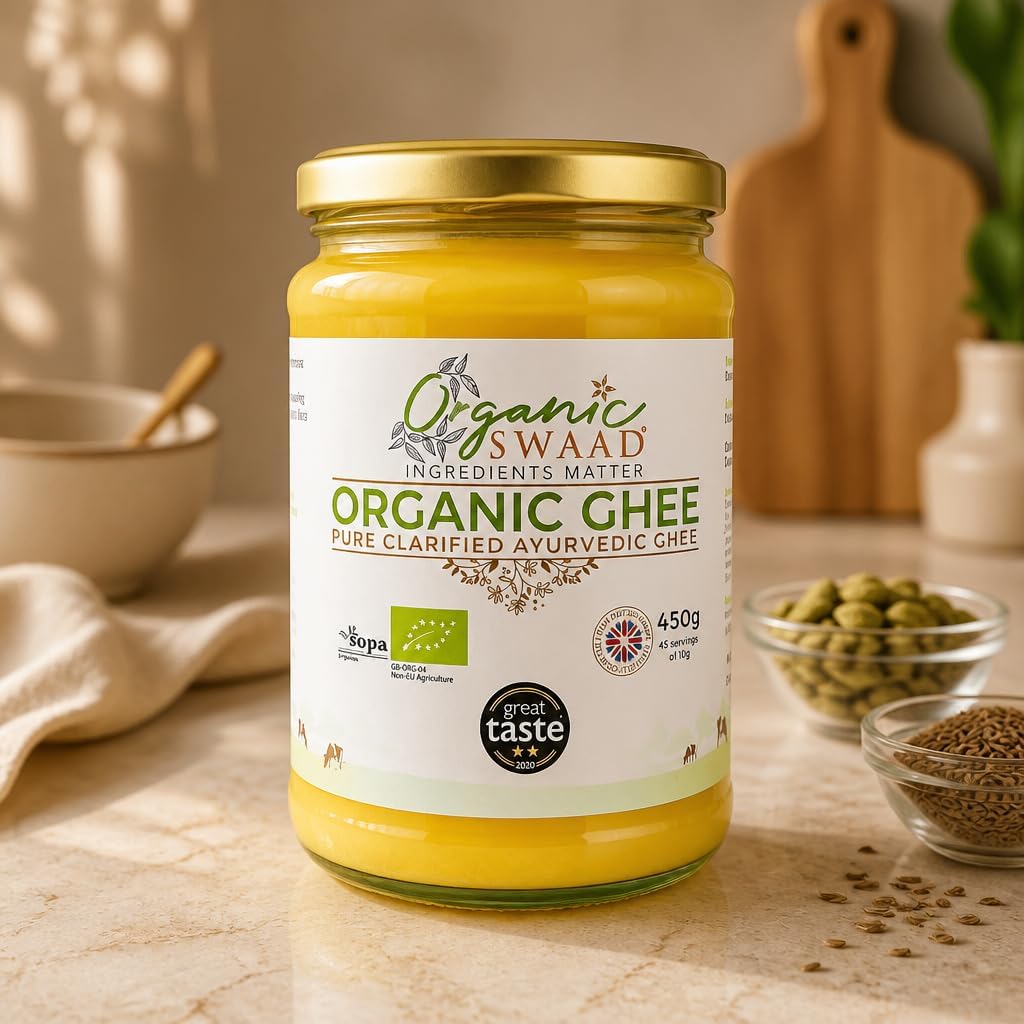 Organic Swaad 450g Organic Certified Grass Fed Cows English Ghee