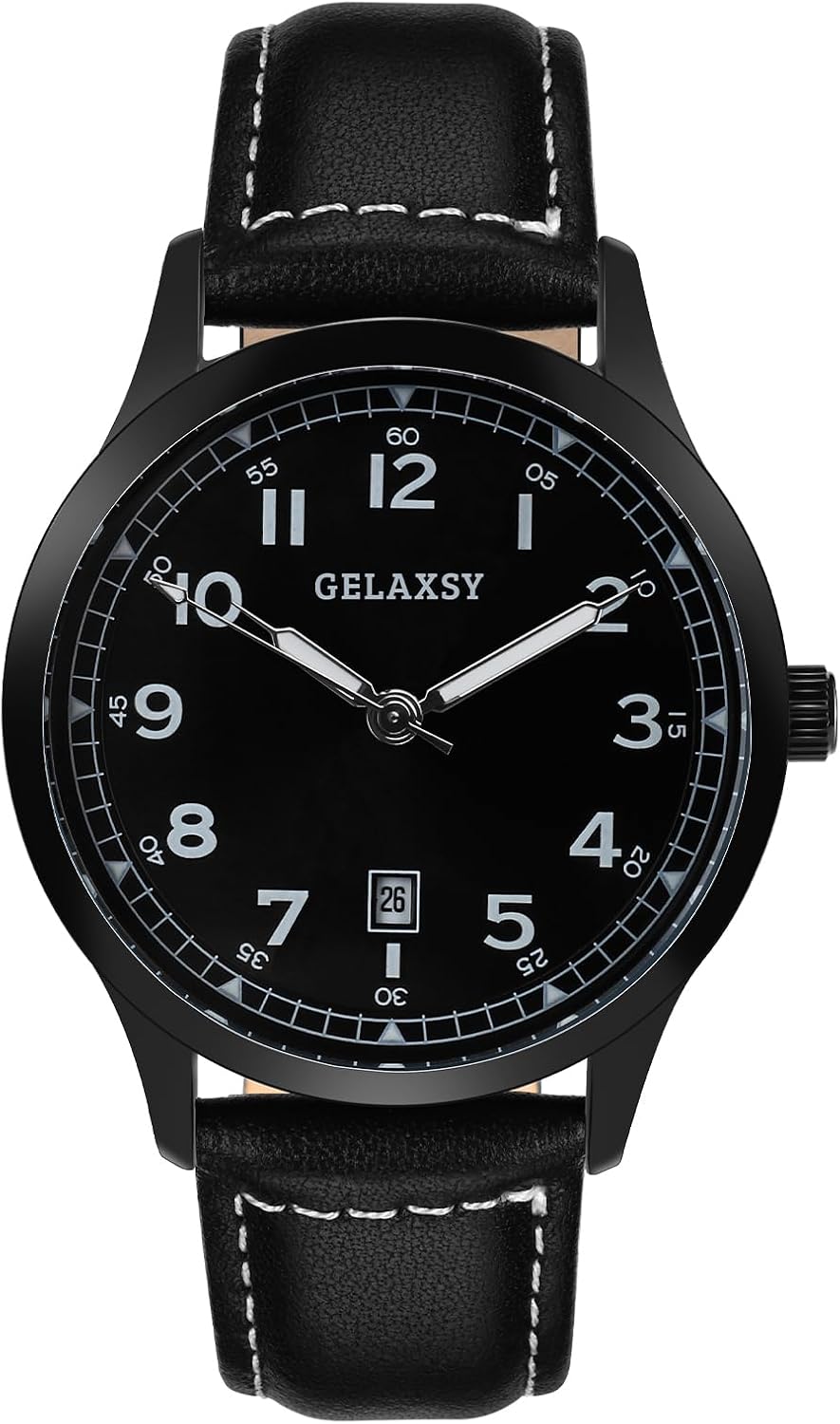 GELAXSY Mens Watches 40mm Quartz Watch with Analogue Display Date Window and Leather Strap Wrist Watch for Men Water Resistant Watch