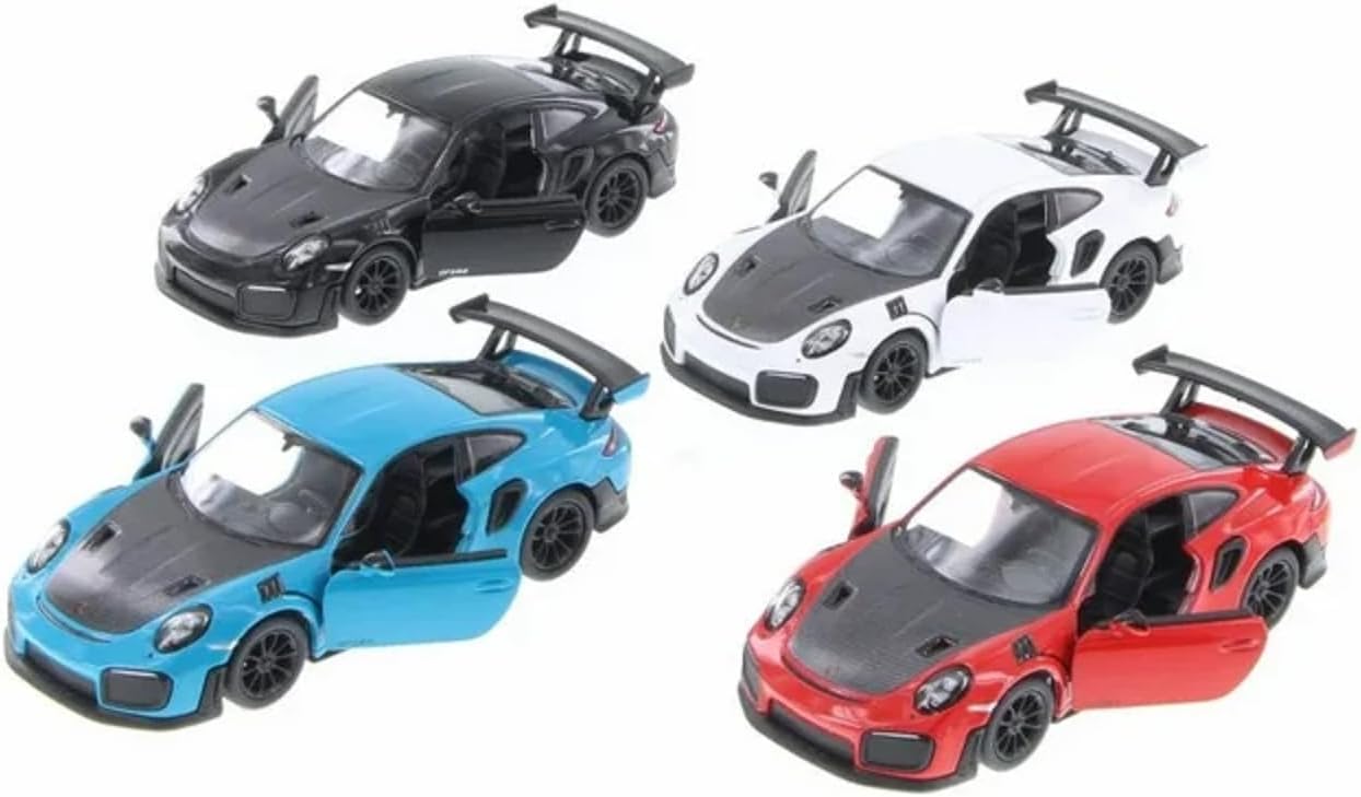 KiNSMART - 2010 Porsche 911 GT2 RS 1:36 Scale 5" Die Cast Metal Model Toy Sports Car Toy (4 Set)