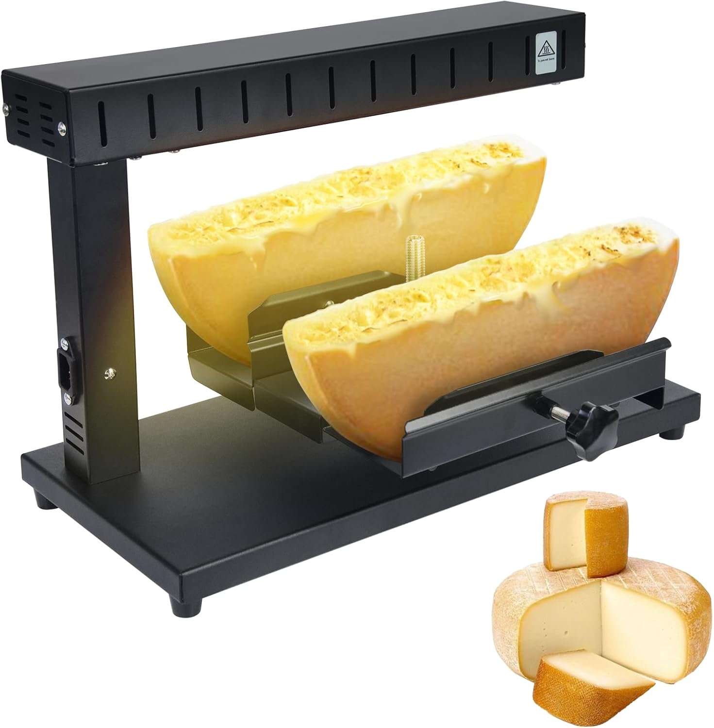Raclette Cheese Melter 750W Electric Cheese Melting Machine Raclette Rrill Half Cheese Wheel Height Adjustable