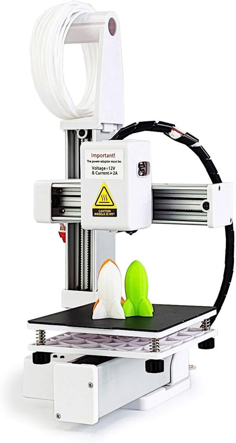 Beginner 3D Printer, Easy to Use with Preloaded and Intuitive Key Controls, Compact Size 4x4x4in, Supports PLA and TPU Filaments, for Educational and Innovative Projects (White)