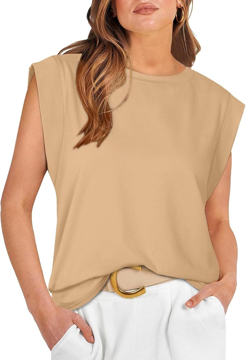 Cap Sleeve Tops for Women Summer Basic Tee Shirts Casual Tank Loose Fit Crew Neck Blouses 2025 Fashion Clothes