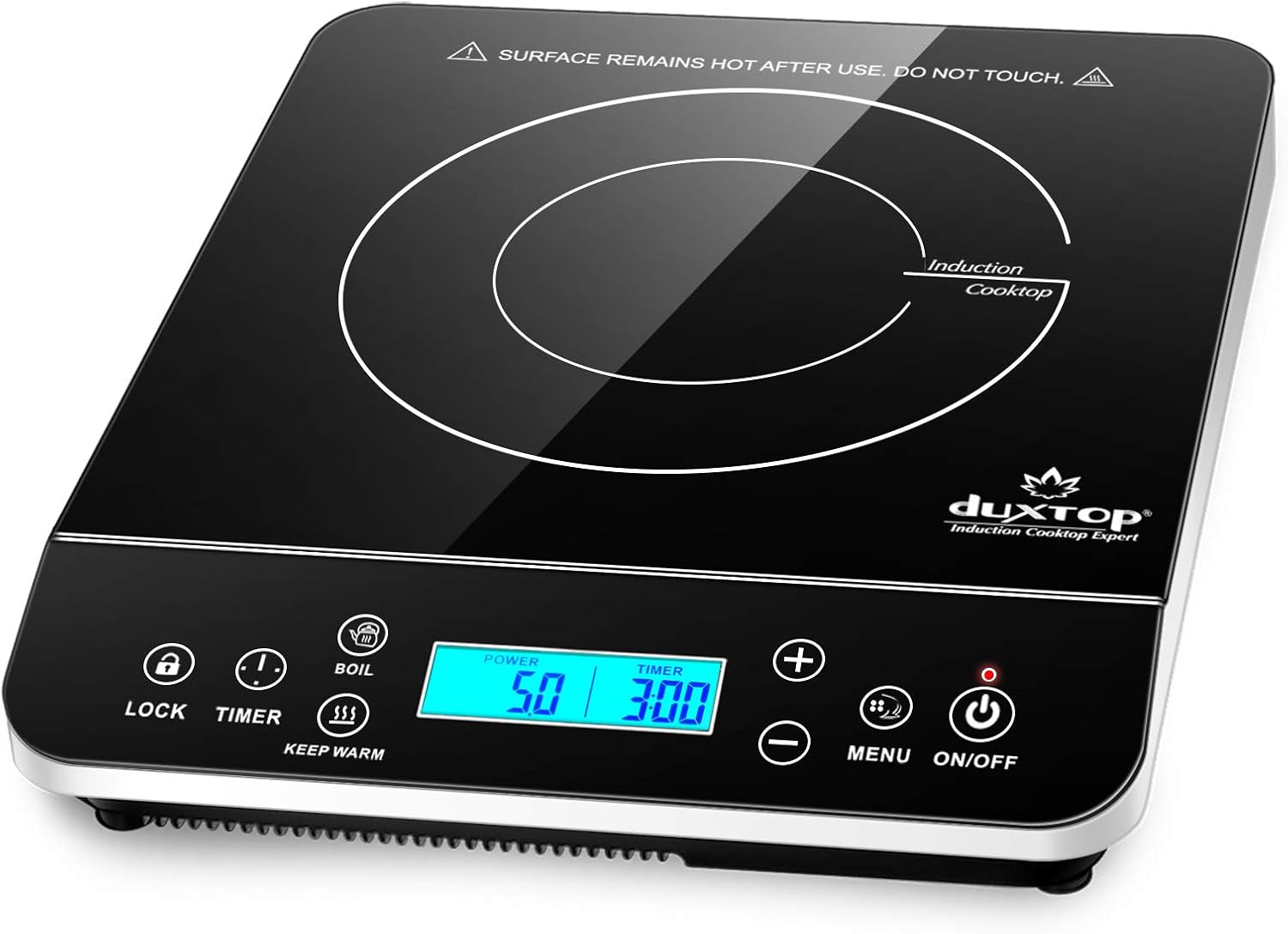 Duxtop Induction Hob, Induction Cooker Countertop Burner with LCD Sensor Touch 2100 Watts, 20 Temperature Levels, 20 Power Levels, 10-hour Timer, Safety Lock Design 9600LS