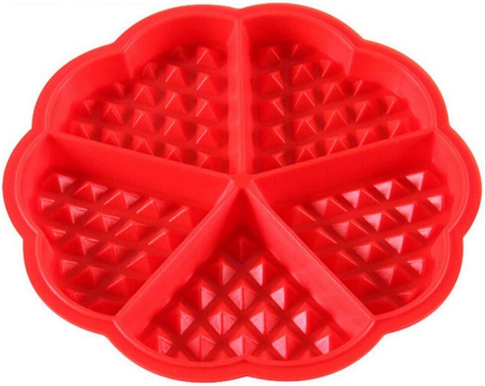 Selecto Bake Silicone Waffles Mould and Pancakes Mould - Non-Stick Mini Heart Muffin Mould - Good for Slimming World Waffles and Breakfast Recipe, Red