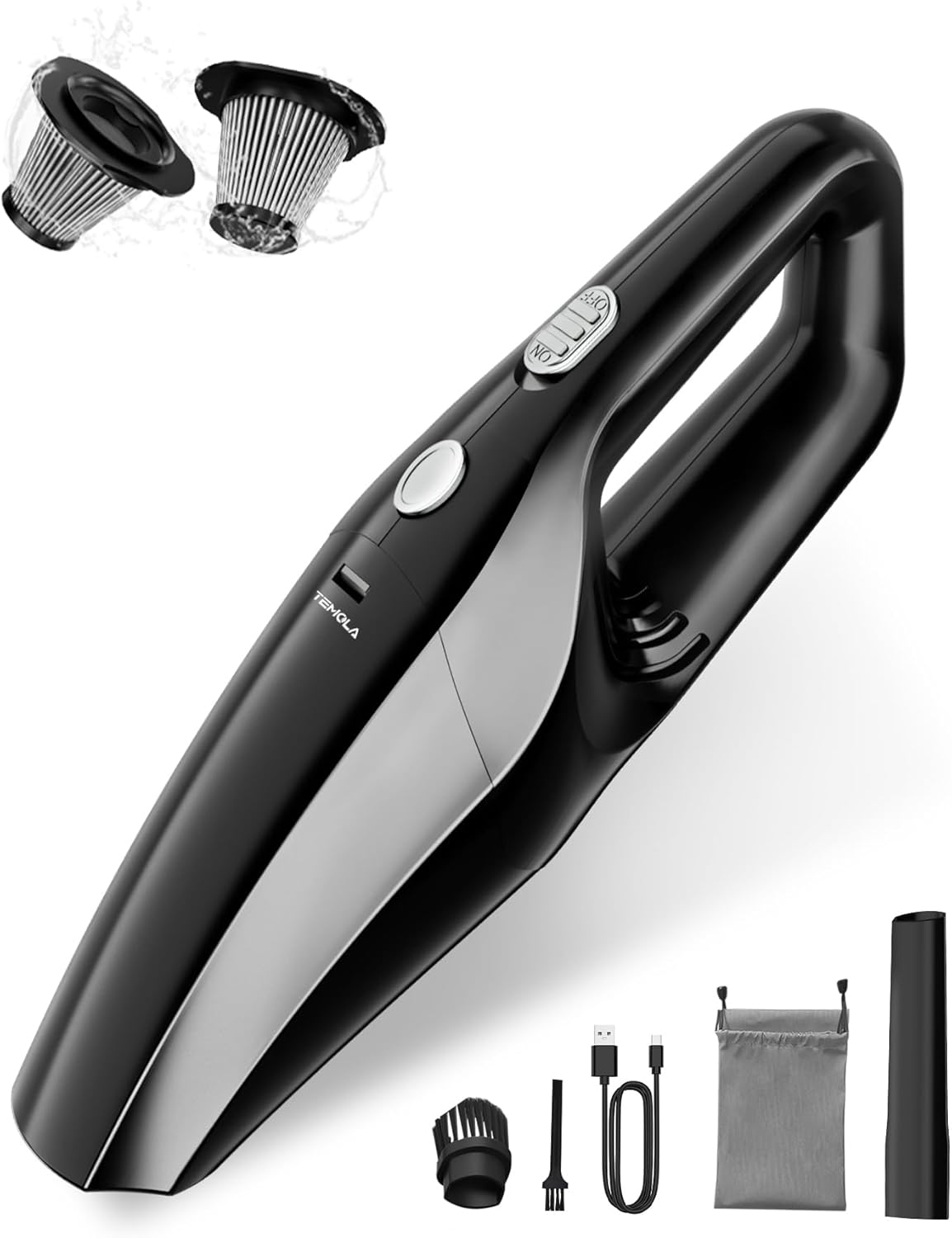 TEMOLA Handheld Vacuum Cleaner, Hand Held Vacuums Cordless with 2 HEPA Filters, Portable Mini Vacuum Cleaner, Rechargeable Car Vacuums for Home Car Carpet and Pet Hair