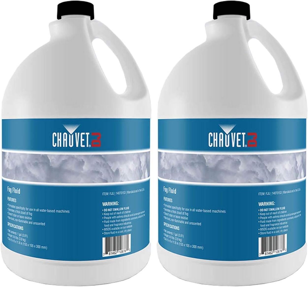CHAUVET DJ Fog Smoke Juice Fluid 1 Gallon Bottles for Fog Machines, Compatible with Chauvet and Other Leading Brands for Enhanced Atmosphere, 2 Pack