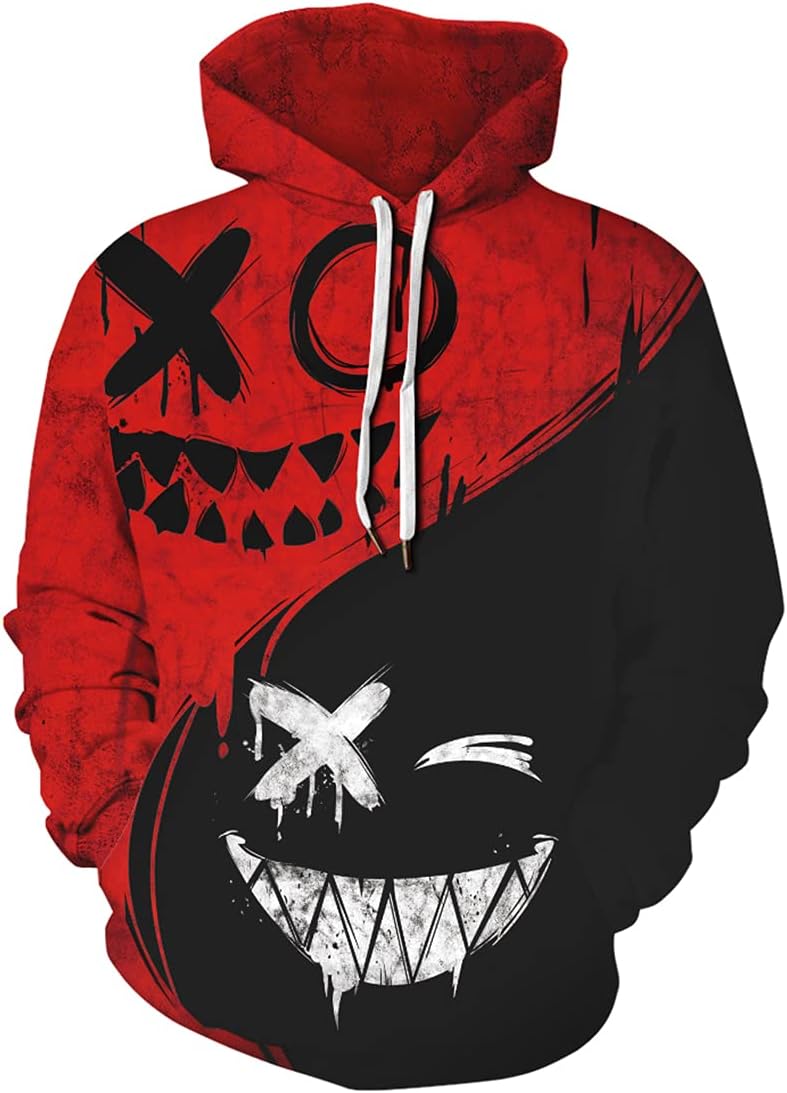 Chaos World Men's Novelty Hoodie Long Sleeves 3D Funny Graphic Print Sweatshirt Pullover
