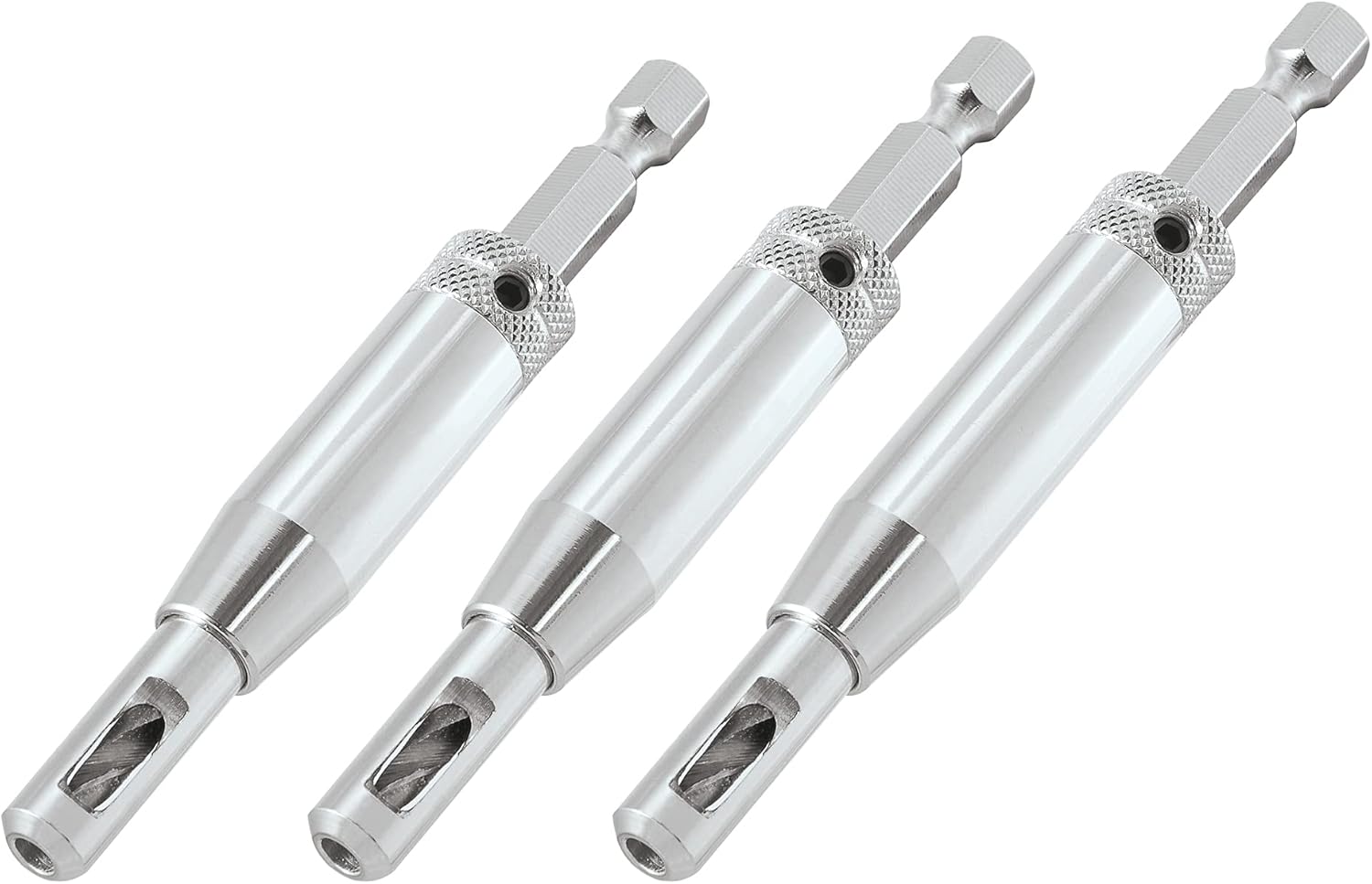 Trend 3-Piece Quick Release Drill Bit Guide Set, 1/4 Inch Hex Shank, HSS Drill Bits, Hinge & Lock Applications, QR/DBG/SET